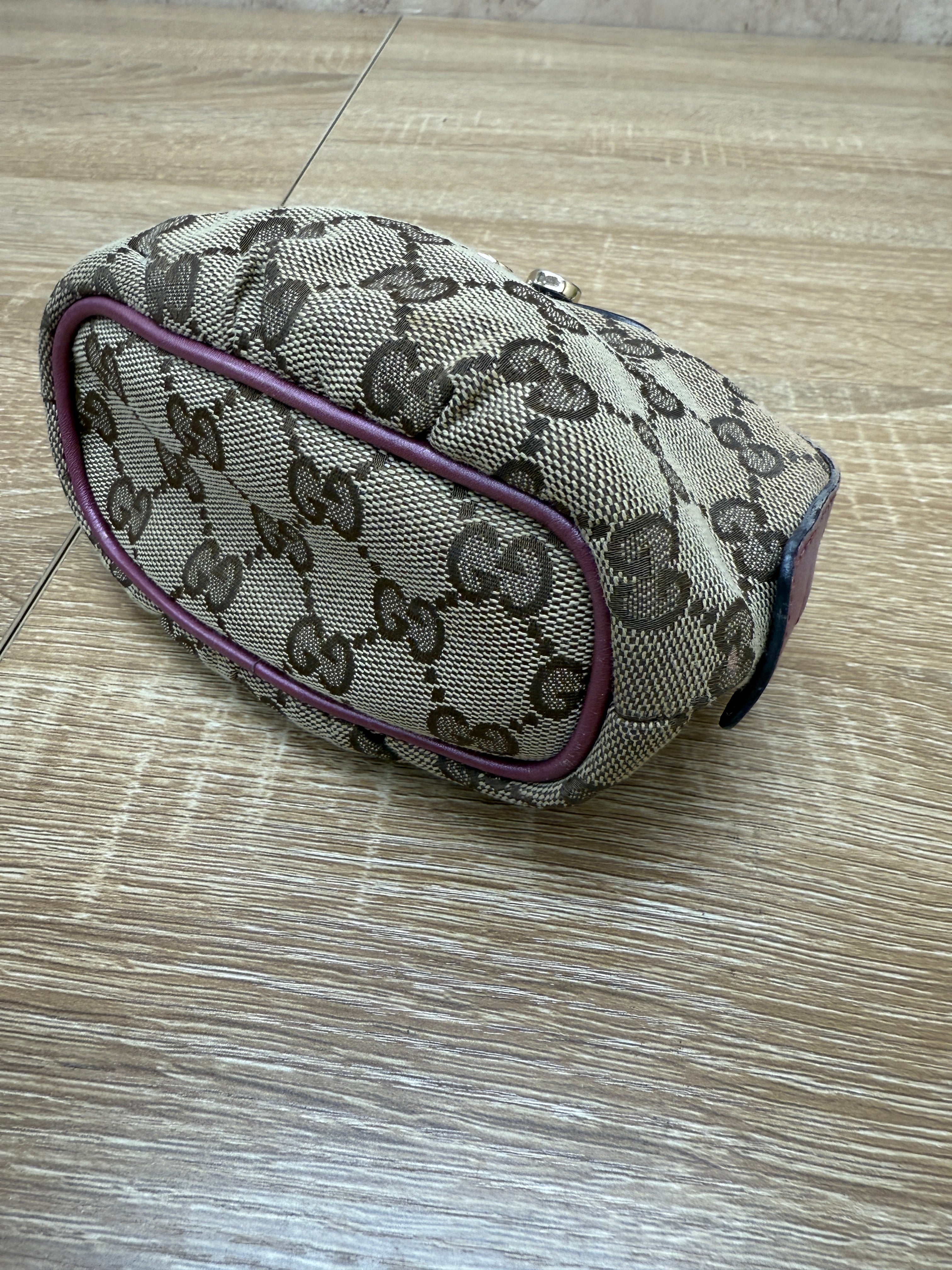 Gucci Canvas & Mauve Leather Cosmetic Pouch