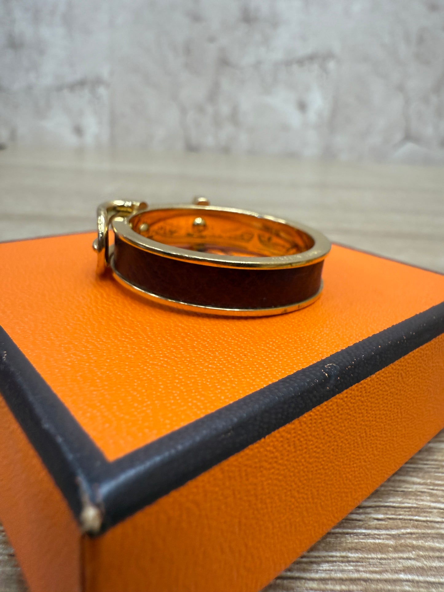 Hermes Jumbo Gold & Burgundy Leather Belt Buckle Scarf Ring