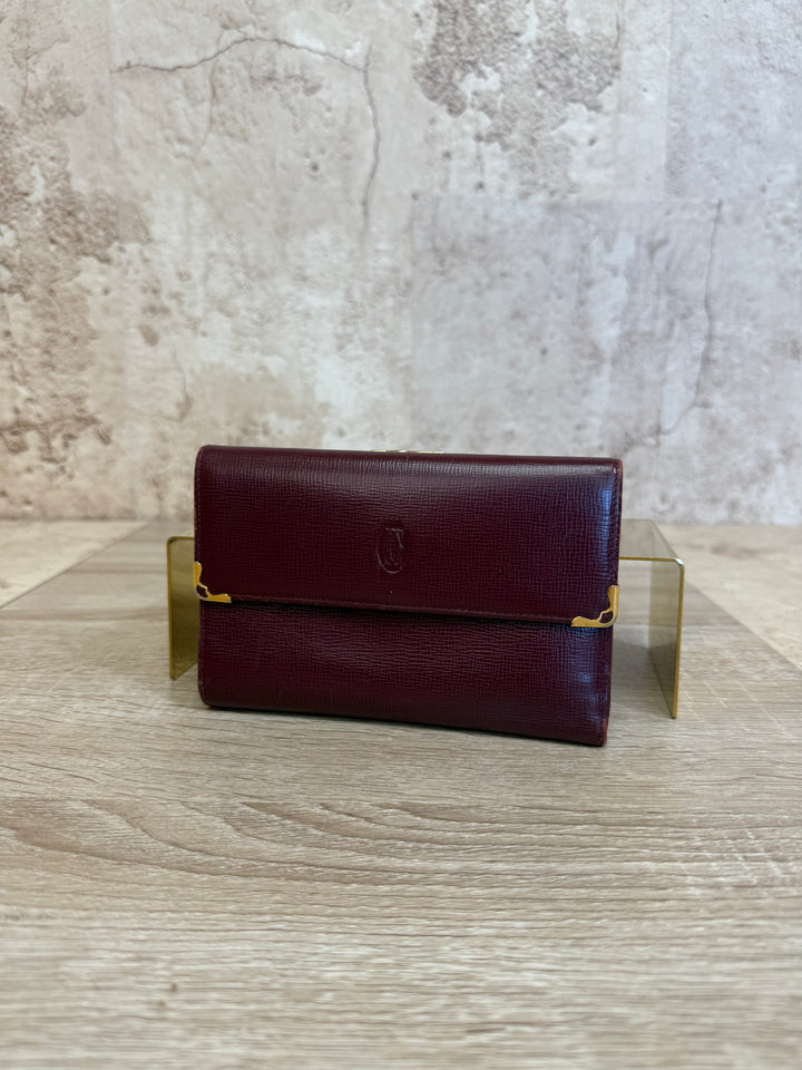 Cartier Burgundy Leather Compact Wallet