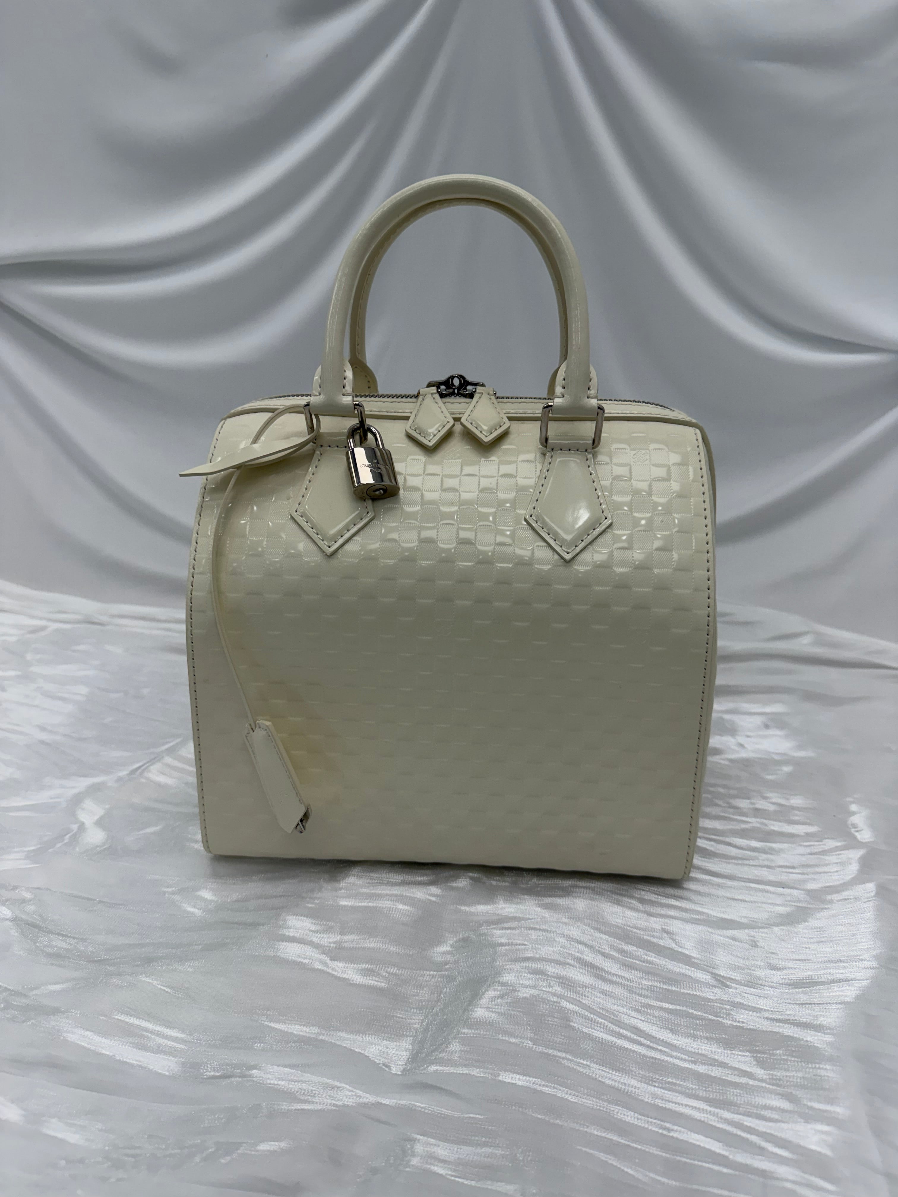 Louis Vuitton Cream Damier Facette Speedy Cube PM Bag
