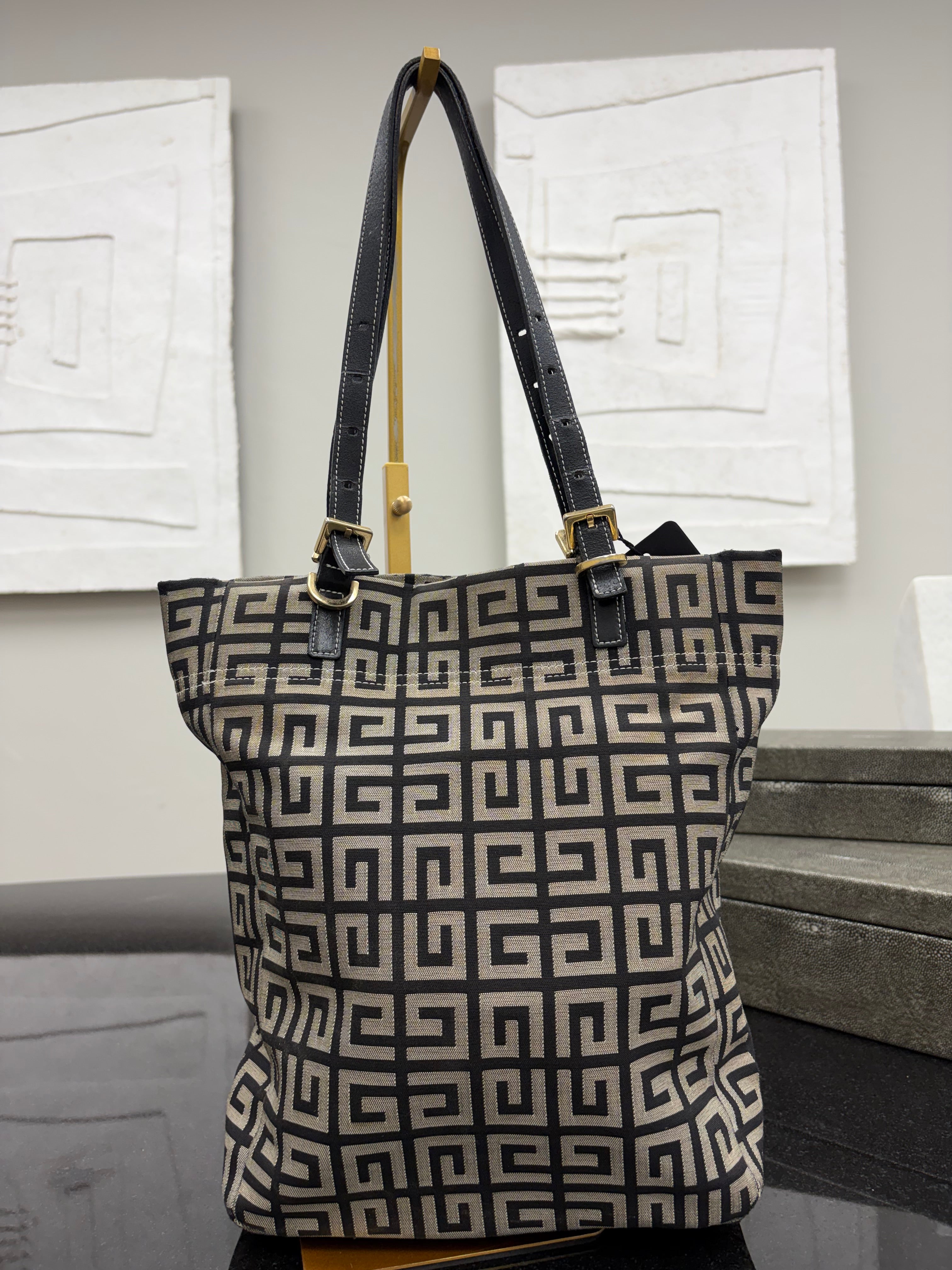 Givenchy Grey & Black Canvas Tote Bag