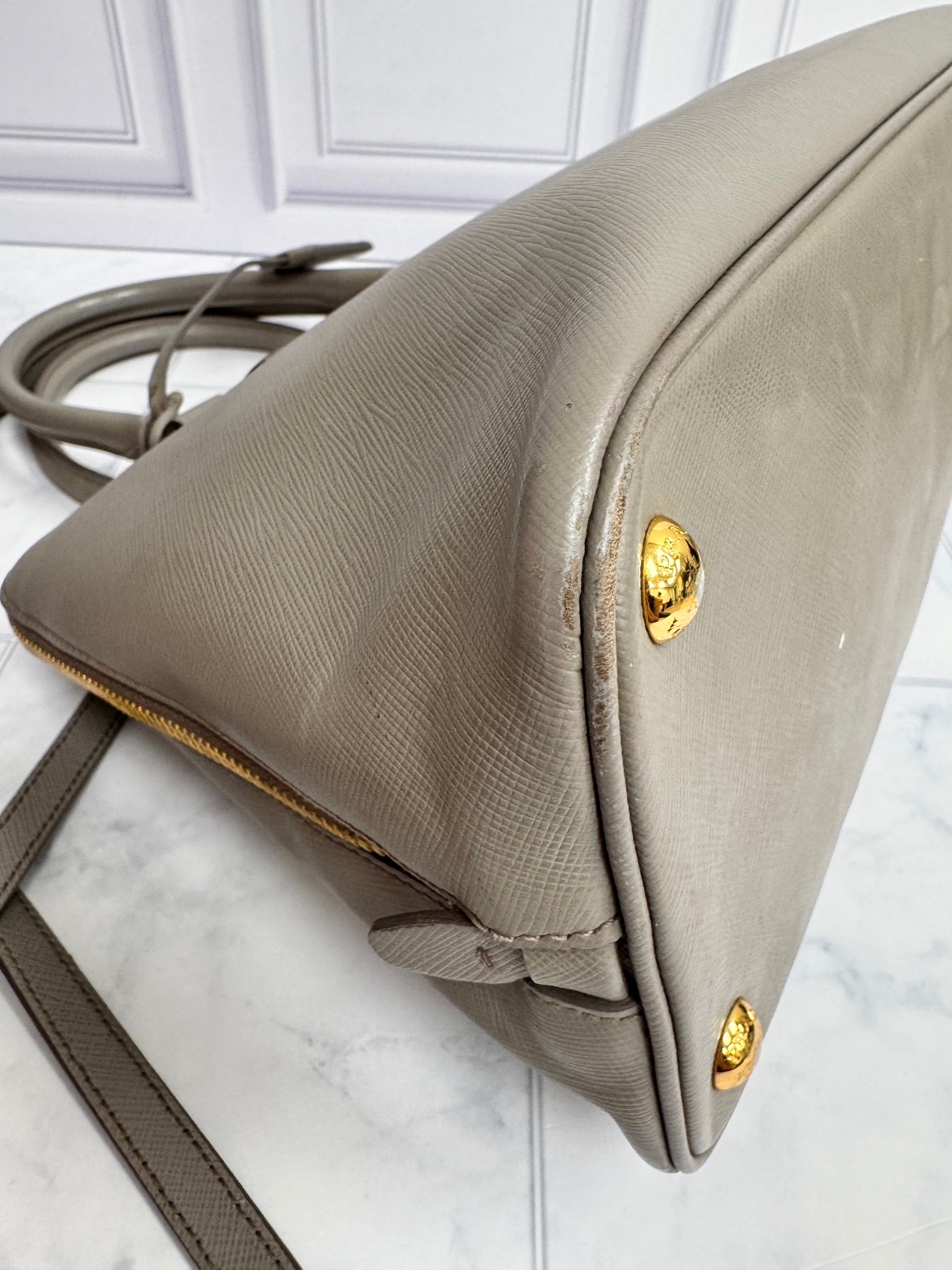 *DONS DROP* Prada Clay Grey Saffiano Leather Medium Promenade Bag