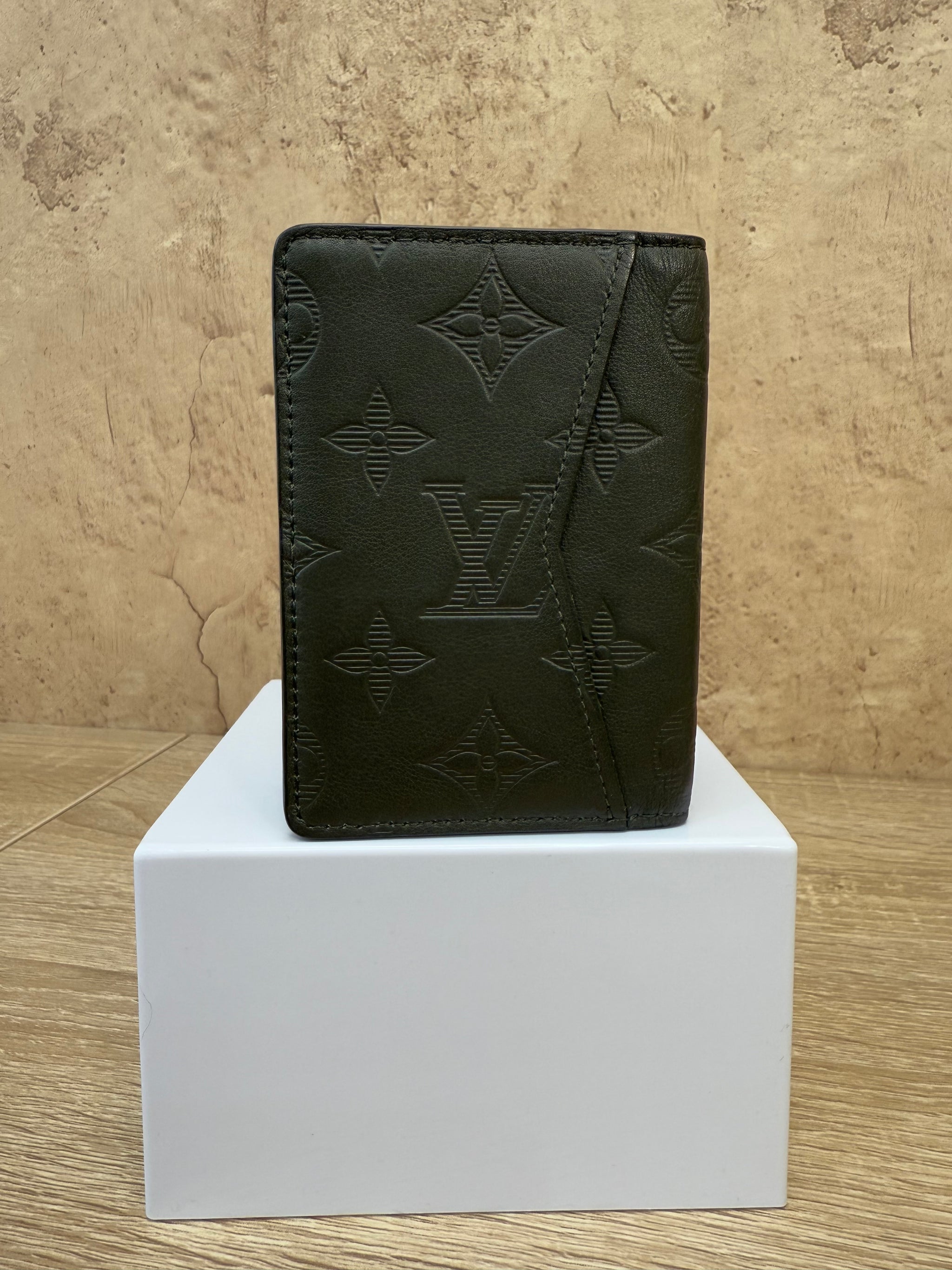 Louis Vuitton Olive Green Shadow Leather  Pocket Organizer