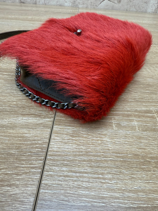 Chanel Red Goat Hair Wallet On Chain