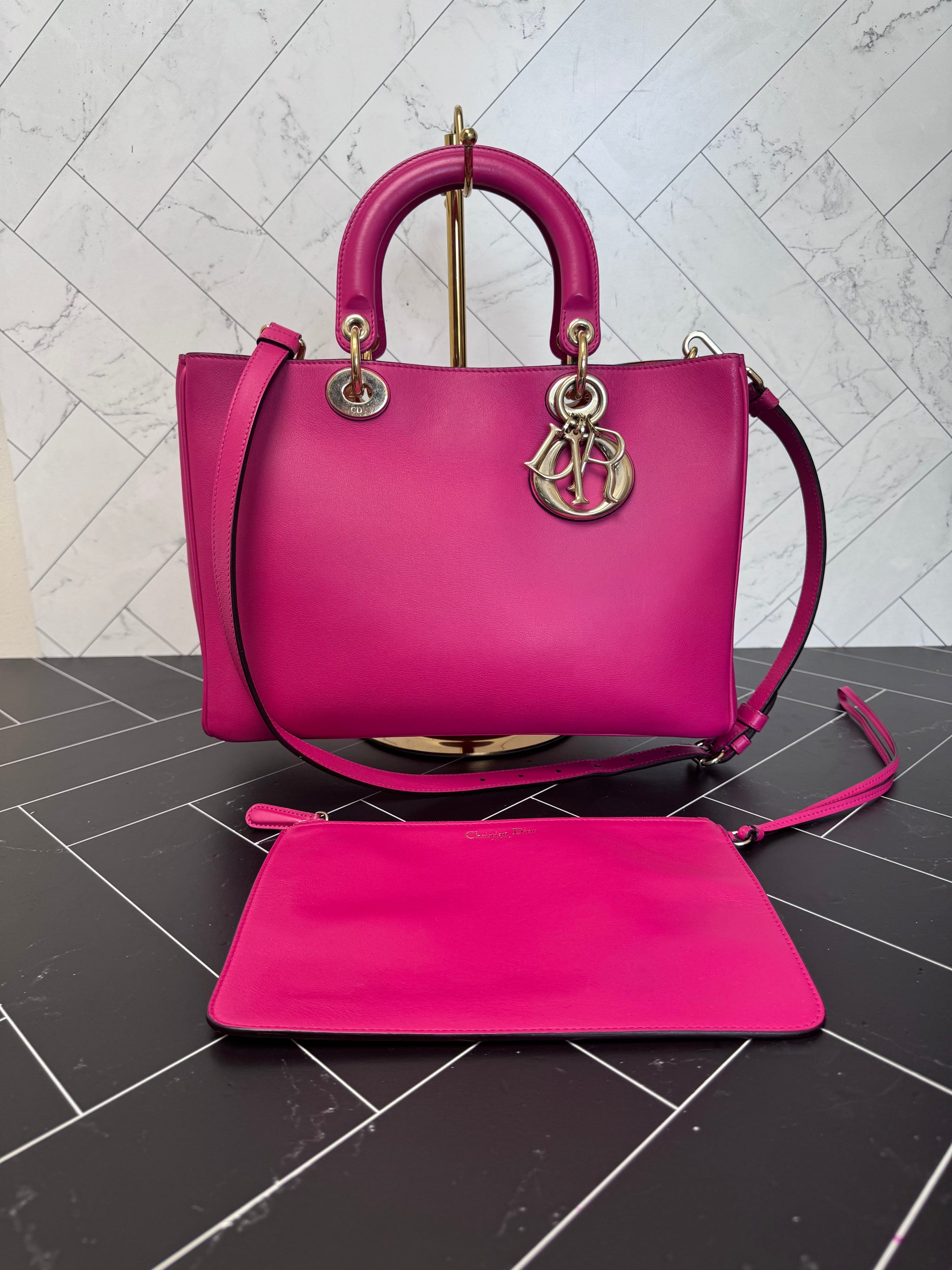 Christin Dior Pink & Orange Miss Dior Tote Bag