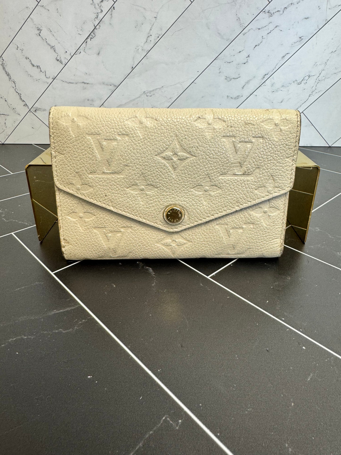 Louis Vuitton Ivory Empreinte Portefeuille Curieuse Compact Wallet