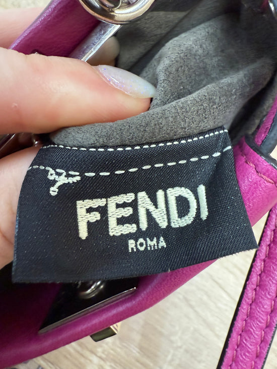 Fendi Magenta Leather Micro Peekaboo Tote Bag