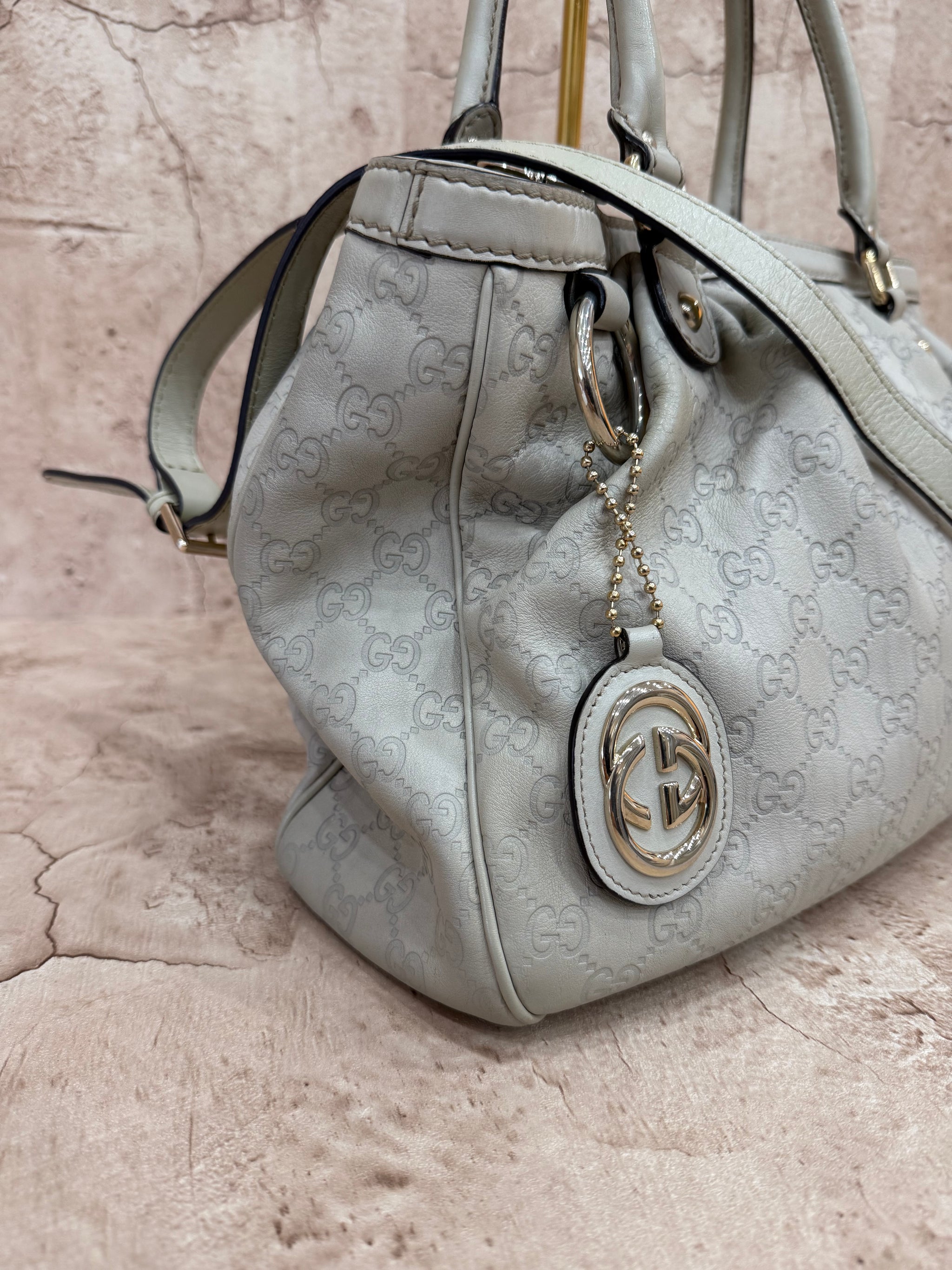 Gucci Beige GG Leather 2Way Tote Bag