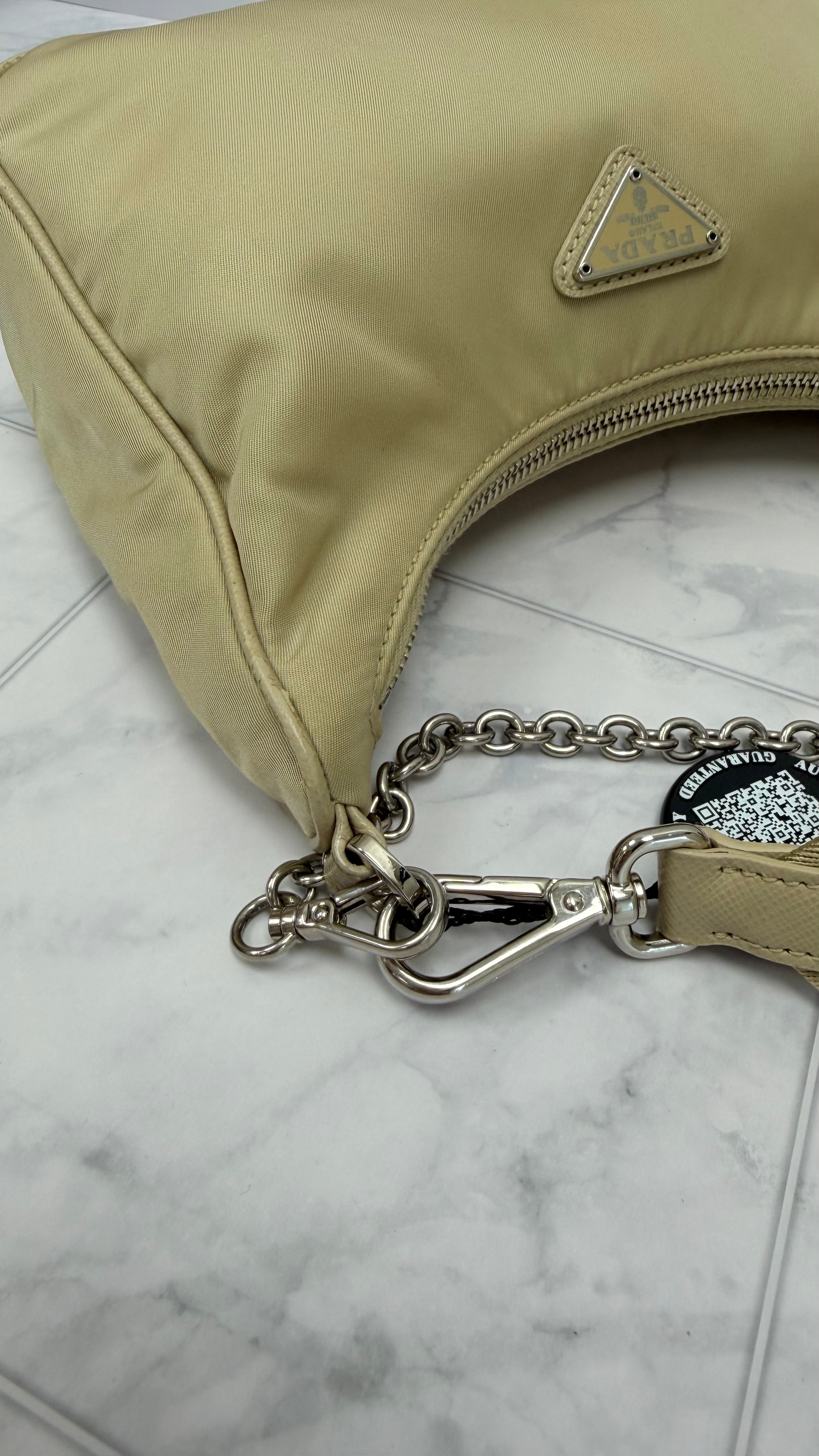 *DONS DROP* Prada Beige Nylon Re Edition 2005 Small Shoulder Bag