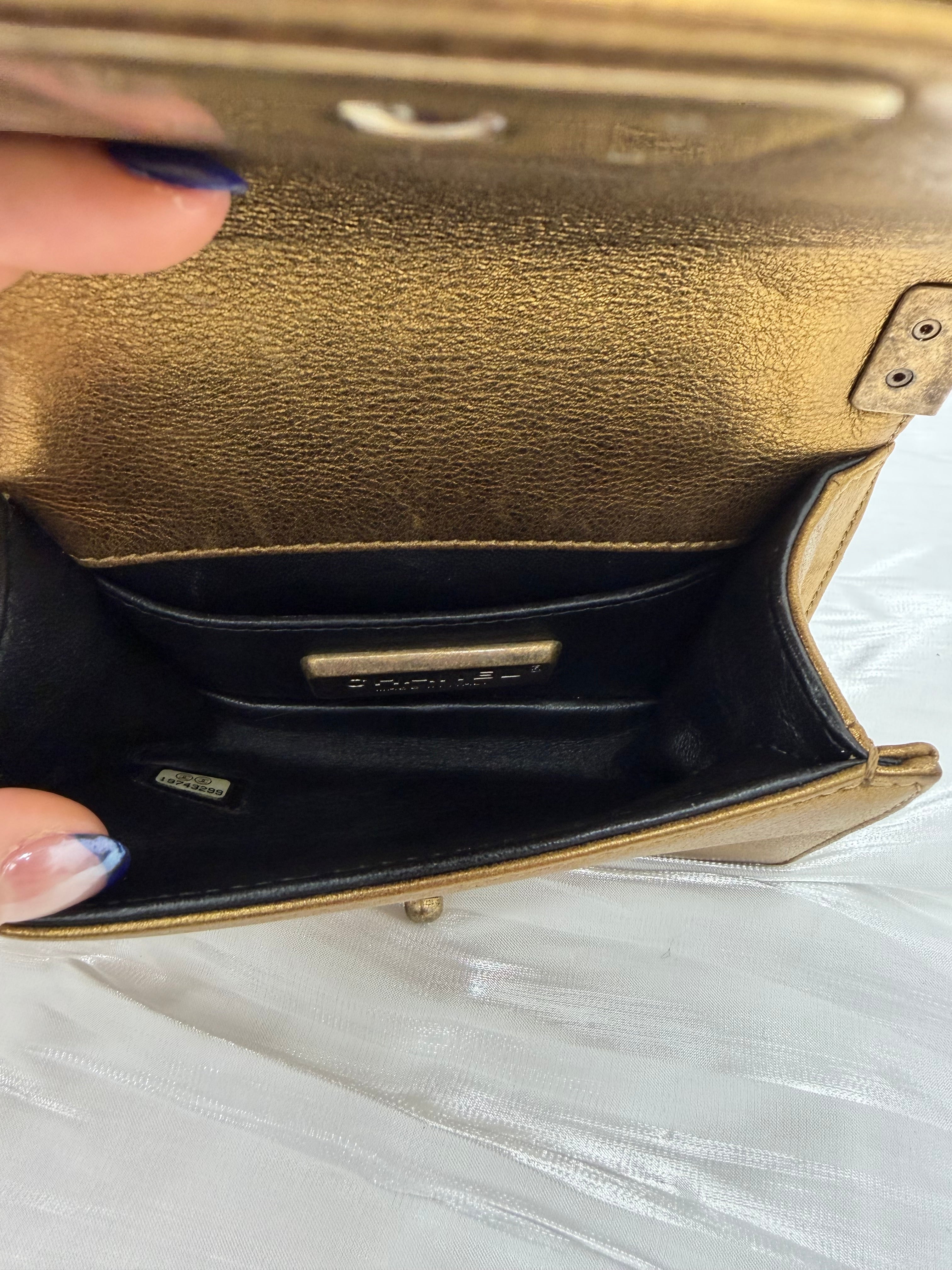 Chanel Metallic Gold Galuchat Stingray Mini Boy Flap Bag