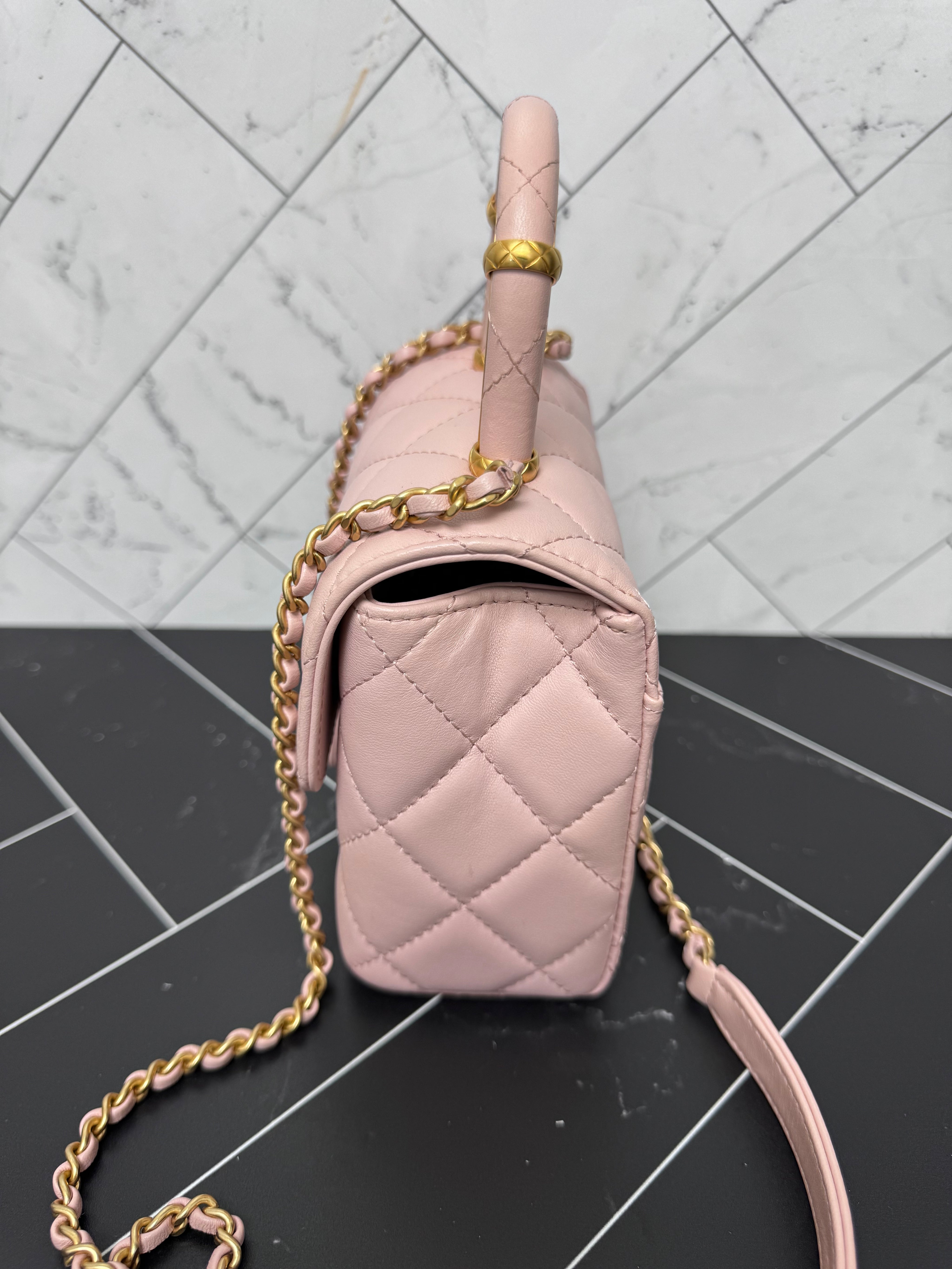 Chanel Pink Mini Square Top Handle Bag