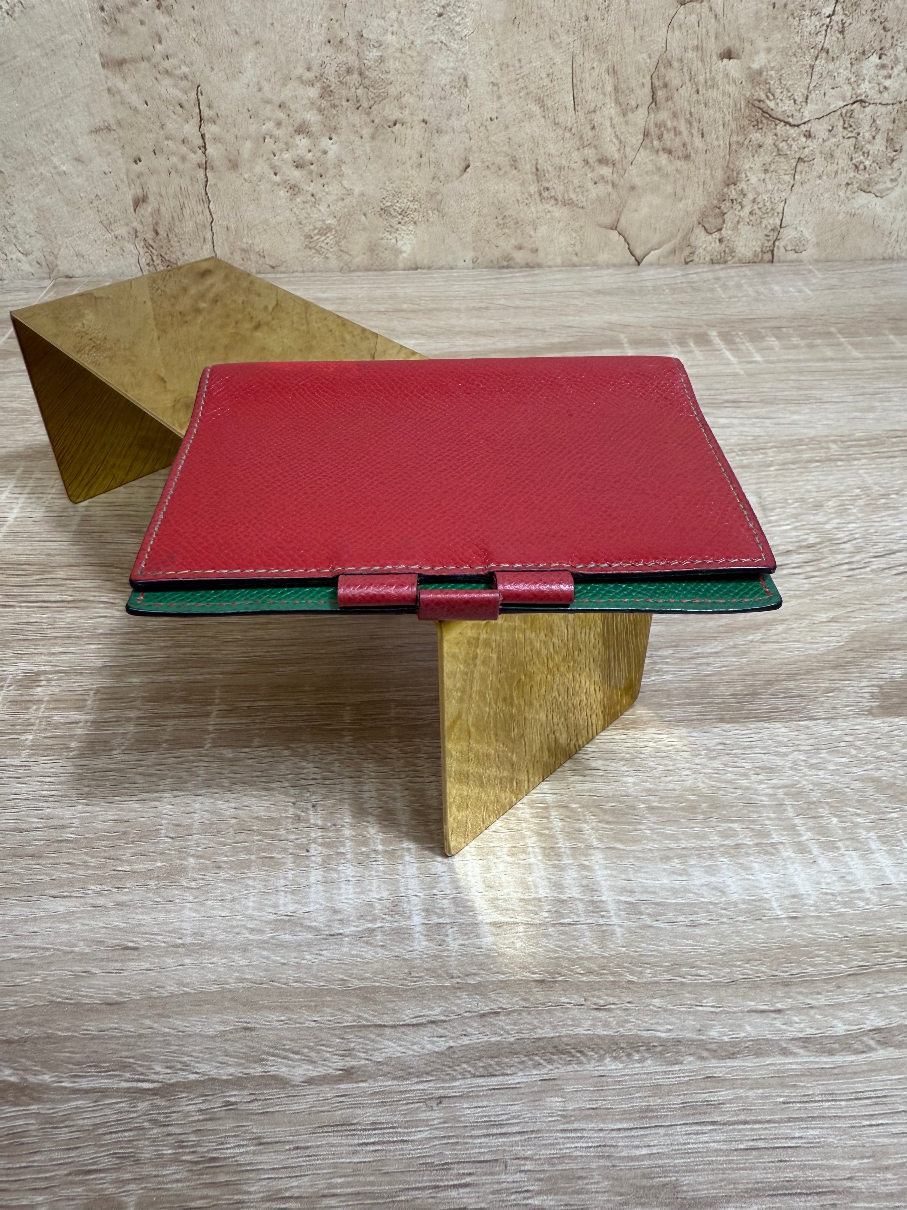 Hermes Red & Green Leather Passport Holder