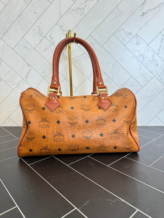 MCM Brown Vicetos Boston Bag