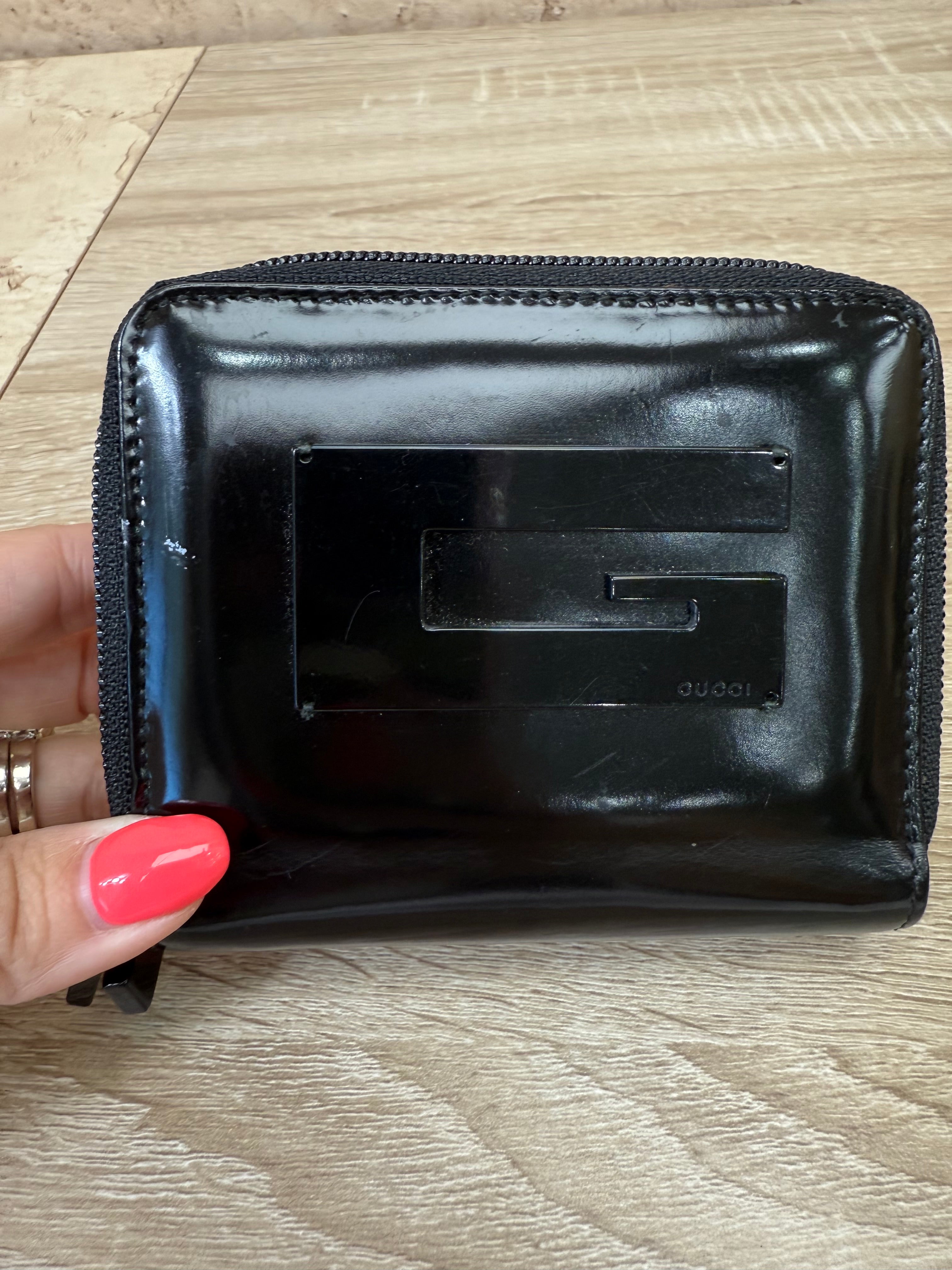 Gucci Black Patent Leather Zippy Compact Wallet