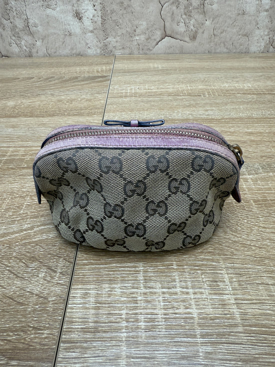 Gucci Canvas & Mauve Leather Cosmetic Pouch