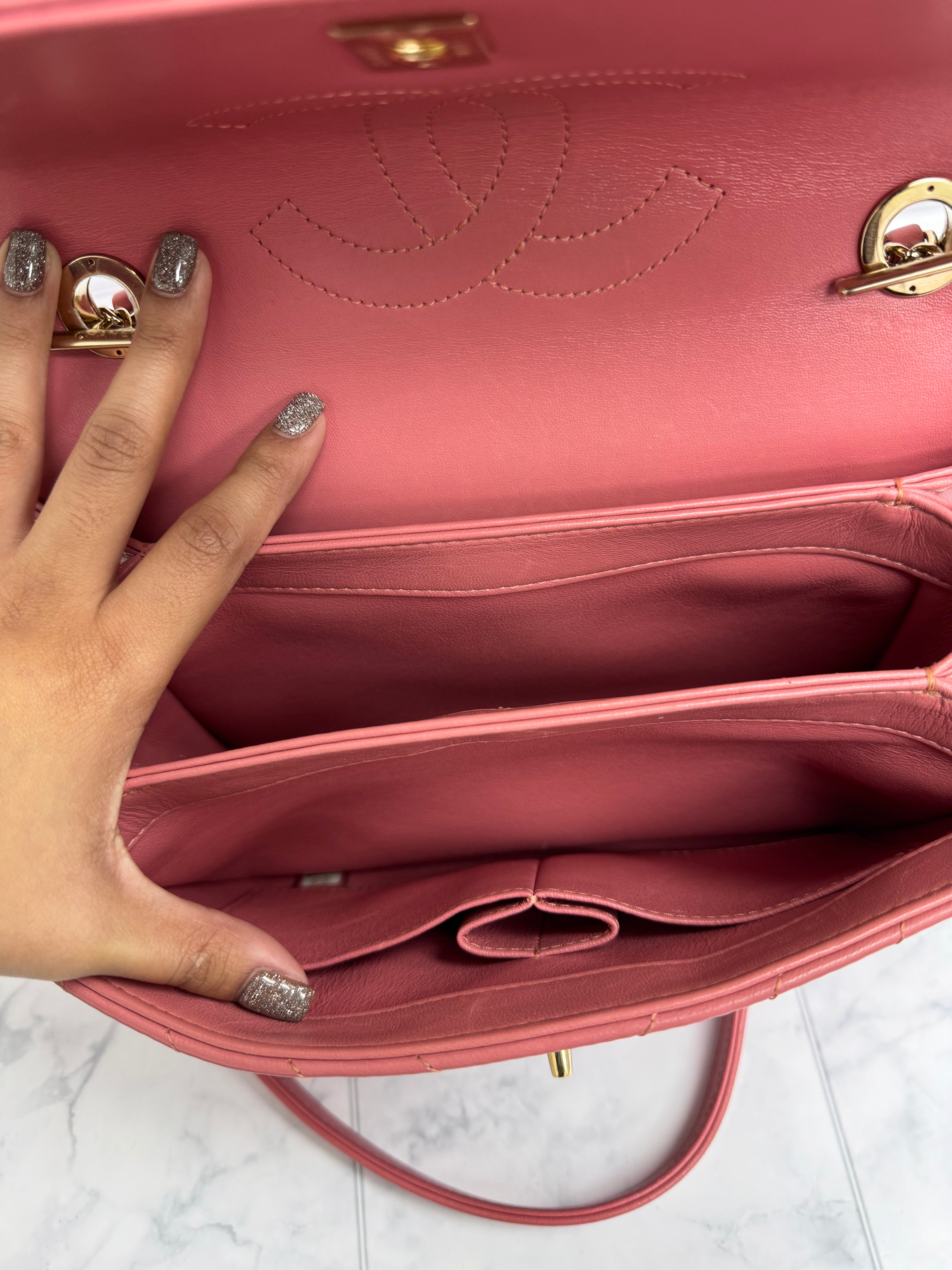 *DONS DROP* Chanel Pink Quilted Lambskin Leather Trendy CC Small Top Handle Bag
