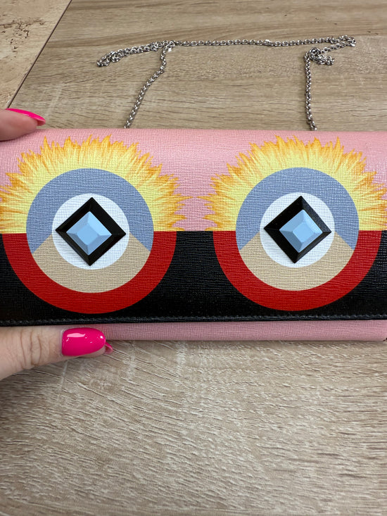 Fendi Multicolore Leather Hypnoteyes Studded Wallet on a Chain Crossbody