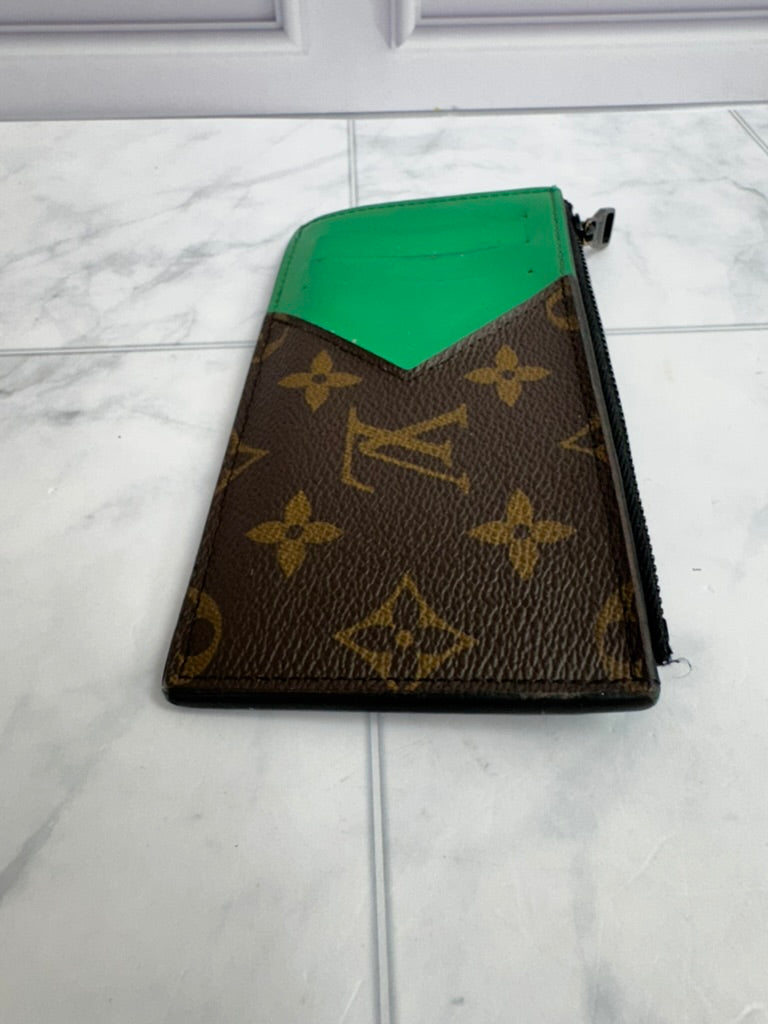 Louis Vuitton Monogram And Green Coin Card Holder