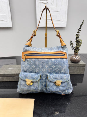 Louis Vuitton Blue Denim Monogram Baggy GM Shoulder Bag