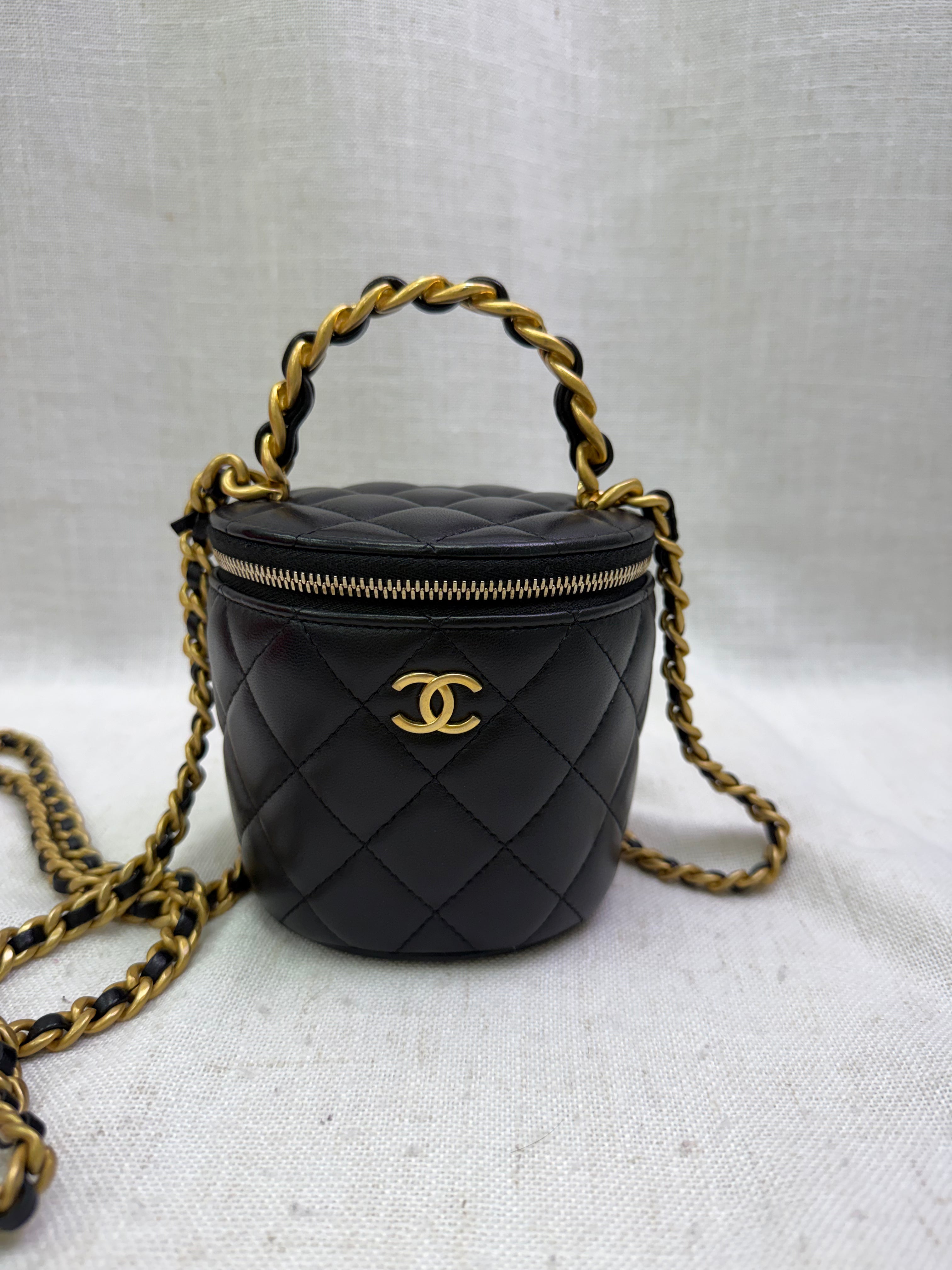 LIKE NEW- Chanel Black Quilted Lambskin Afternoon Tea Top Handle Bag