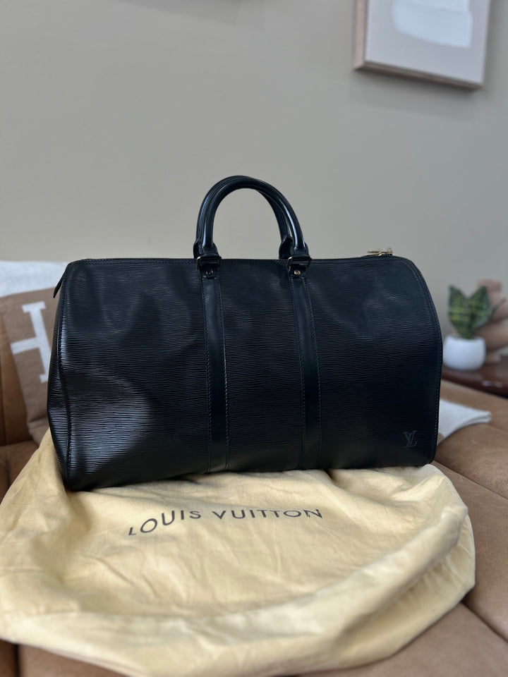 Louis Vuitton Black Epi Keepall 45