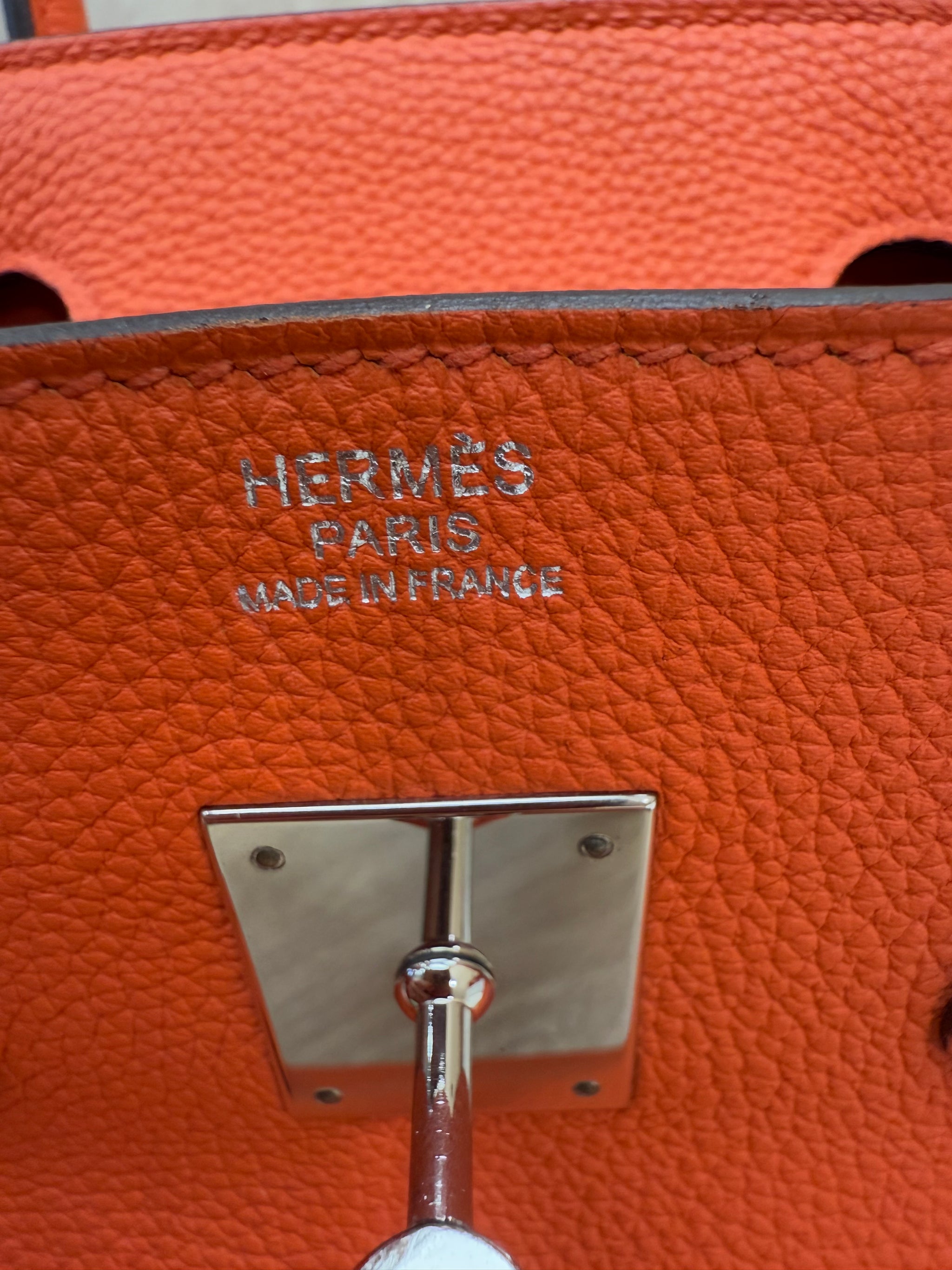 Hermes Orange Poppy Togo Leather Birkin 30 with Palladium Hardware