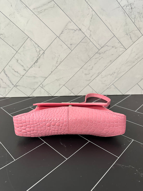 BRAND NEW Balenciaga Pink Croc Embossed Shoulder Bag