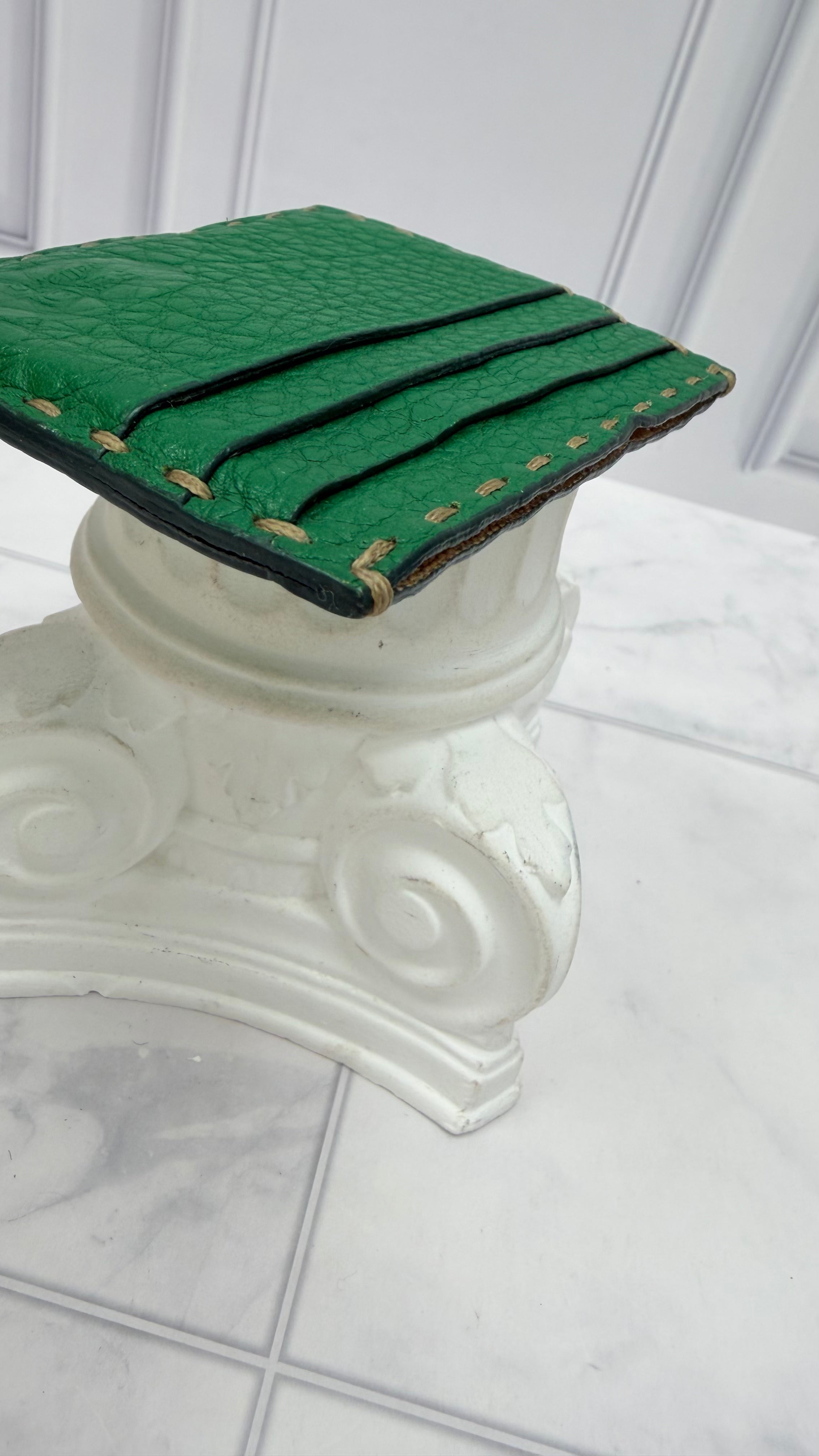 Fendi Green Leather Selleria Card Case