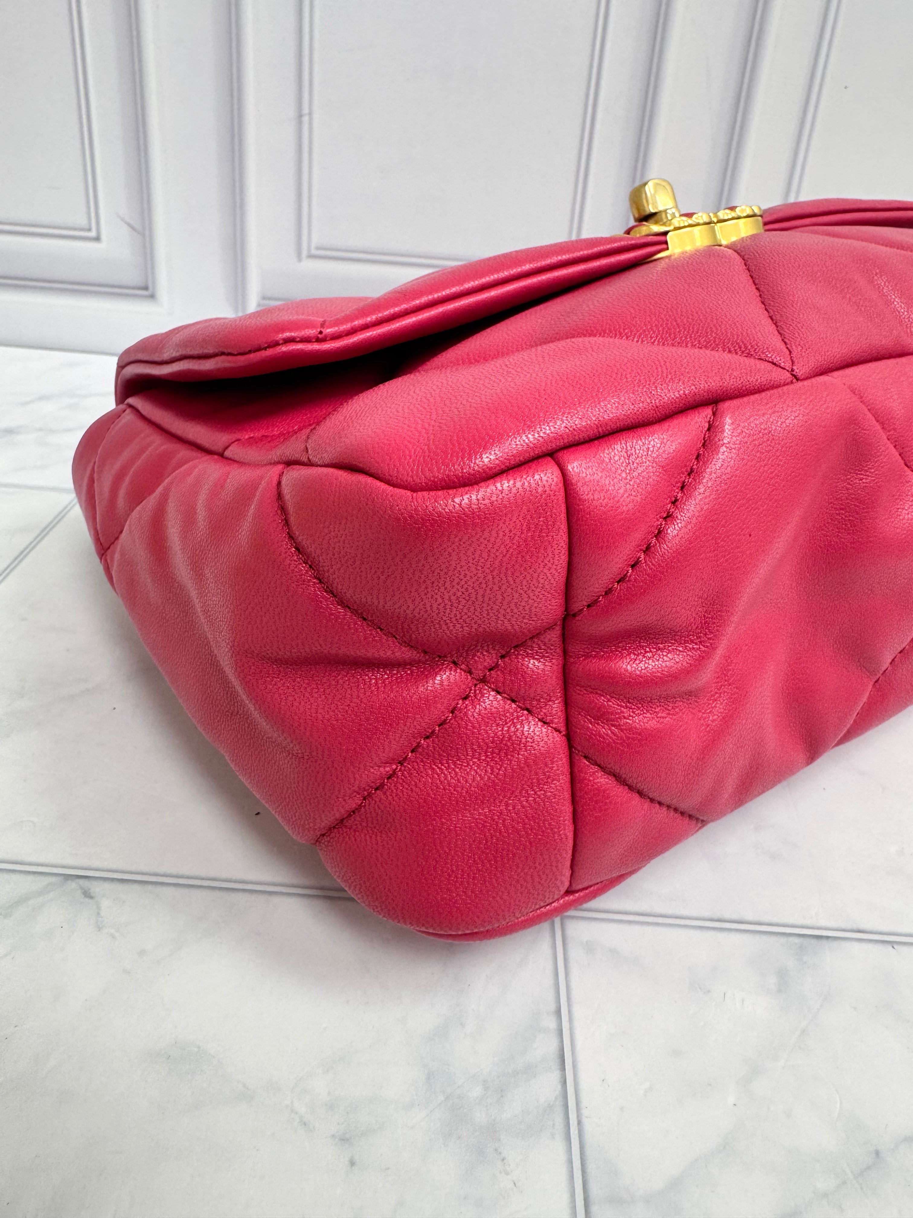 Chanel Pink Quilted Leather Chanel 19 Small Flap Bag
