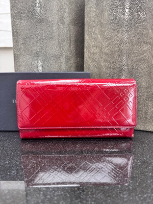Burberry Red Patent Leather Long Wallet