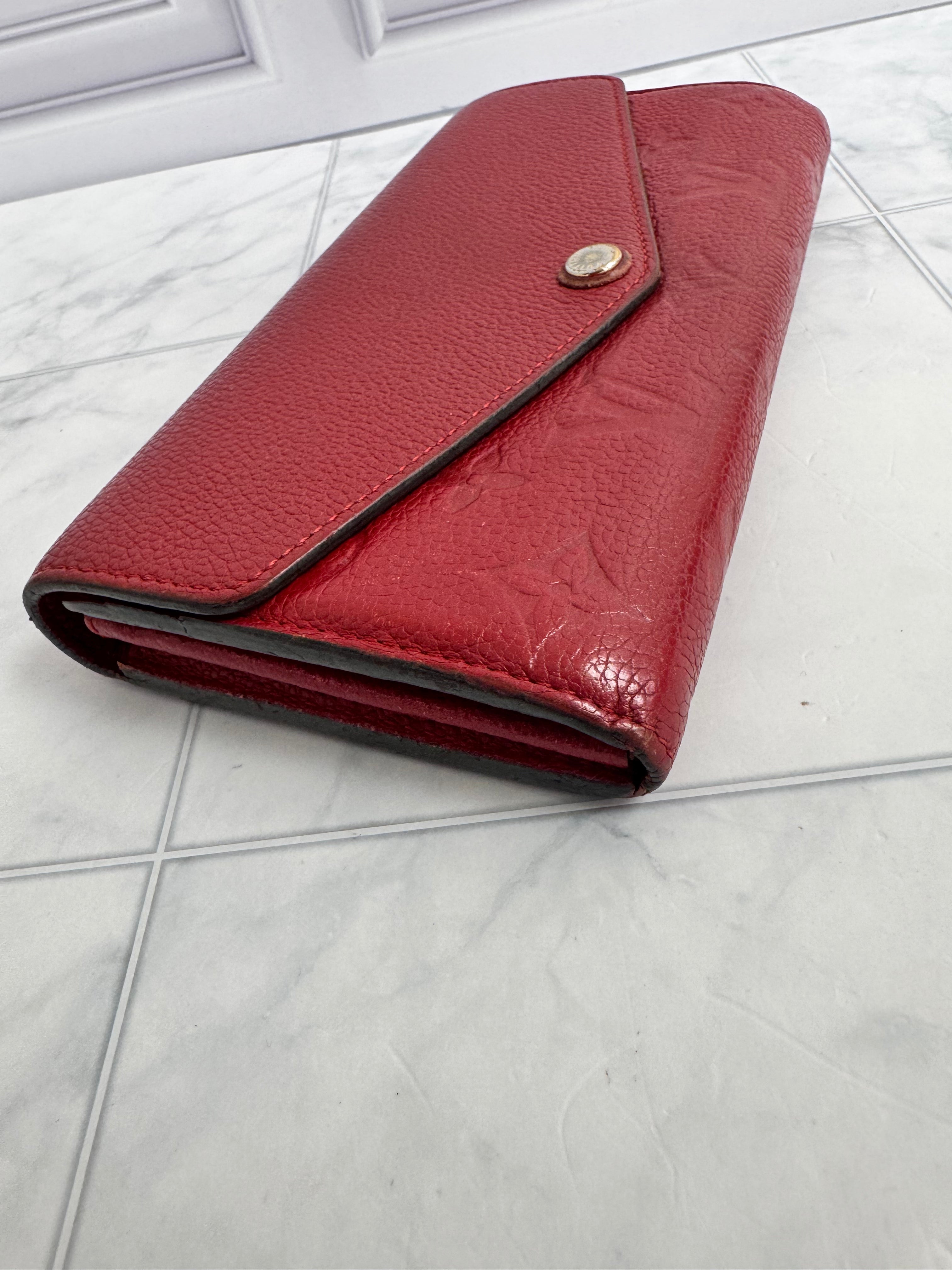 Louis Vuitton Red Monogram Empreinte Sarah Wallet