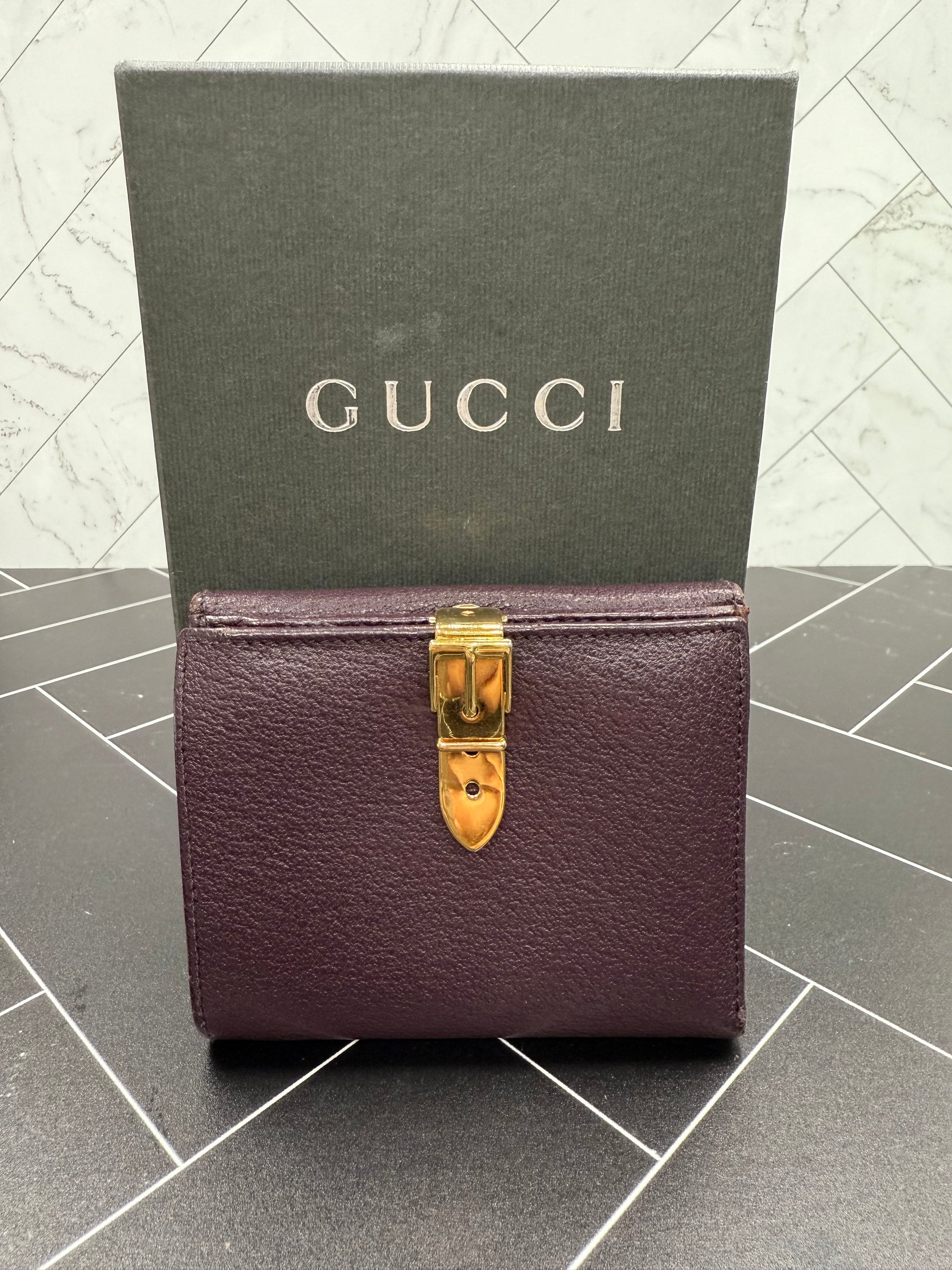 Gucci Plum Leather Compact Wallet