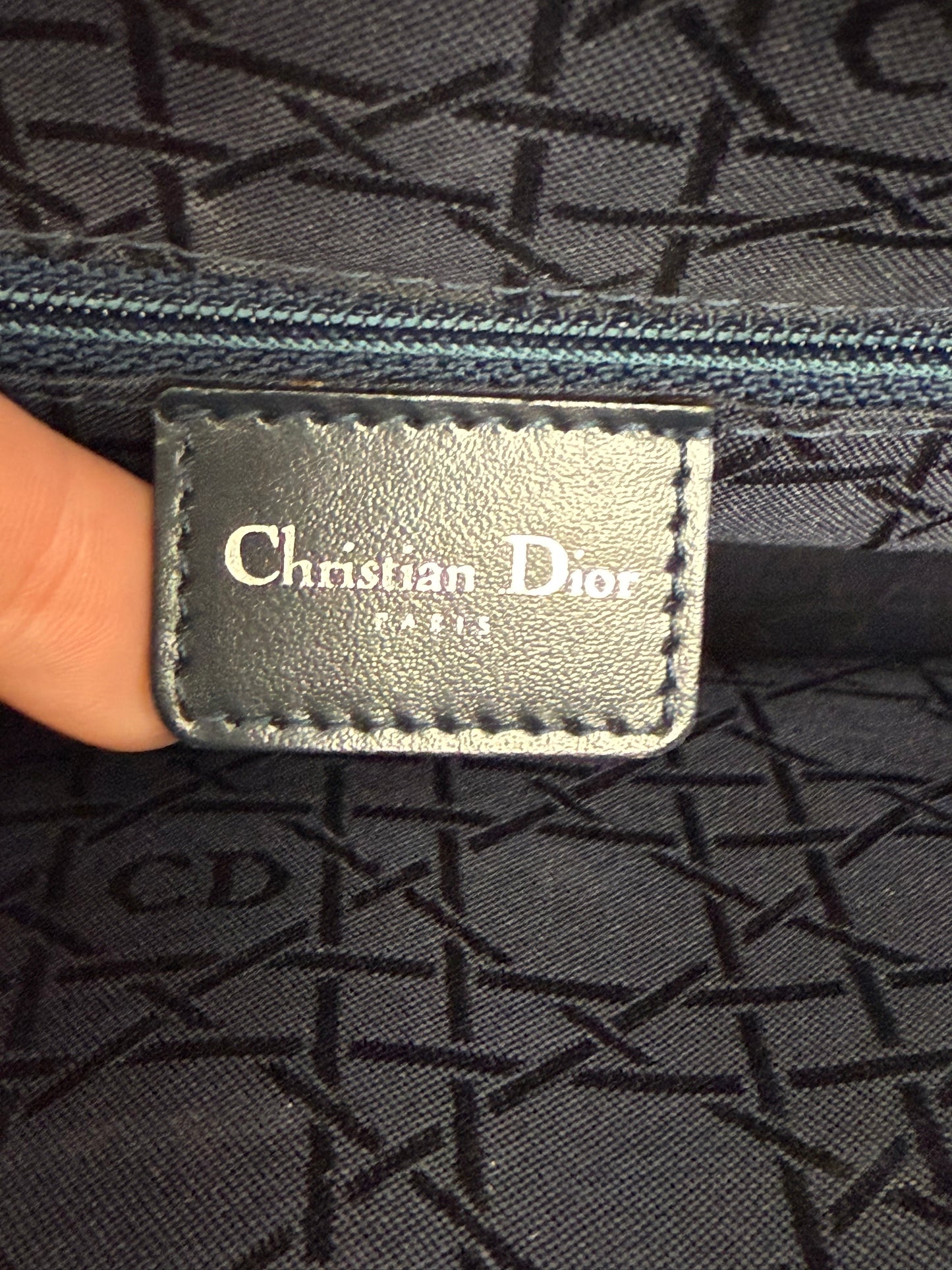 Christian Dior Denim Large Lady Dior Hand Bag