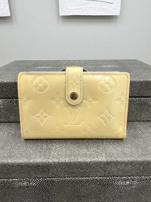 Louis Vuitton Yellow Vernis Leather French Purse Compact Wallet