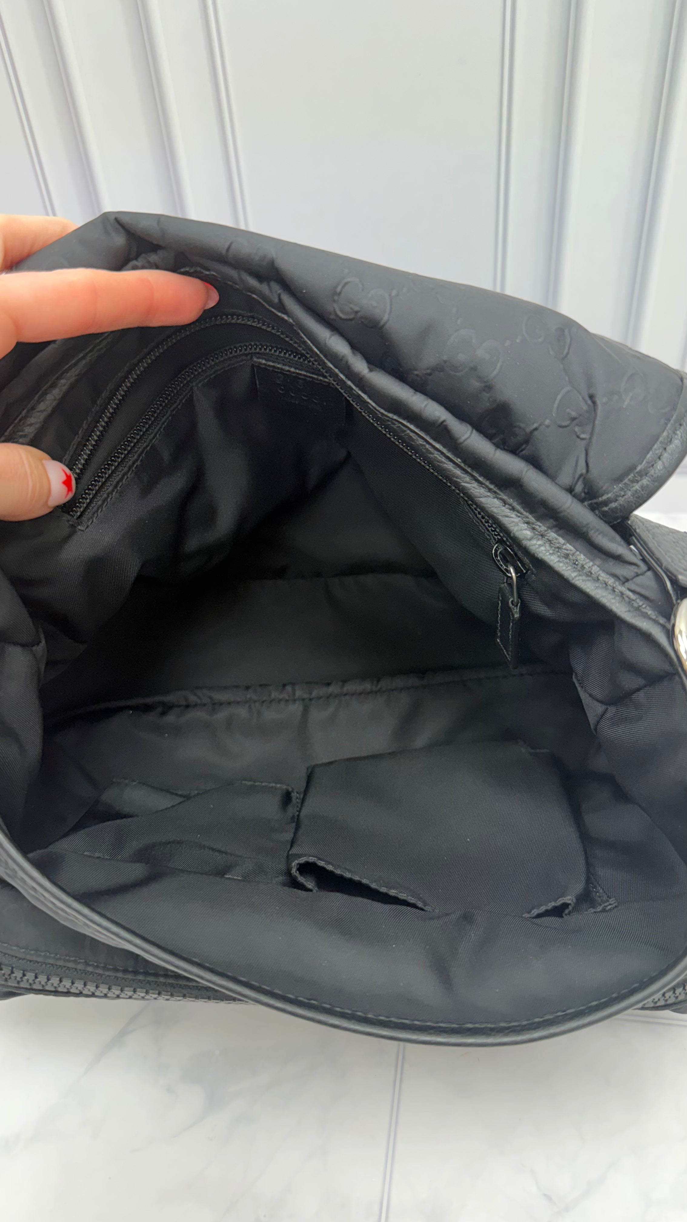 *DONS DROP* Gucci Black Nylon Monogram Double Buckle Flap Messenger Bag