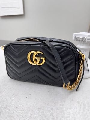 *DONS DROP* Gucci Black Quilted Chevron Leather Small Marmont Camera Bag