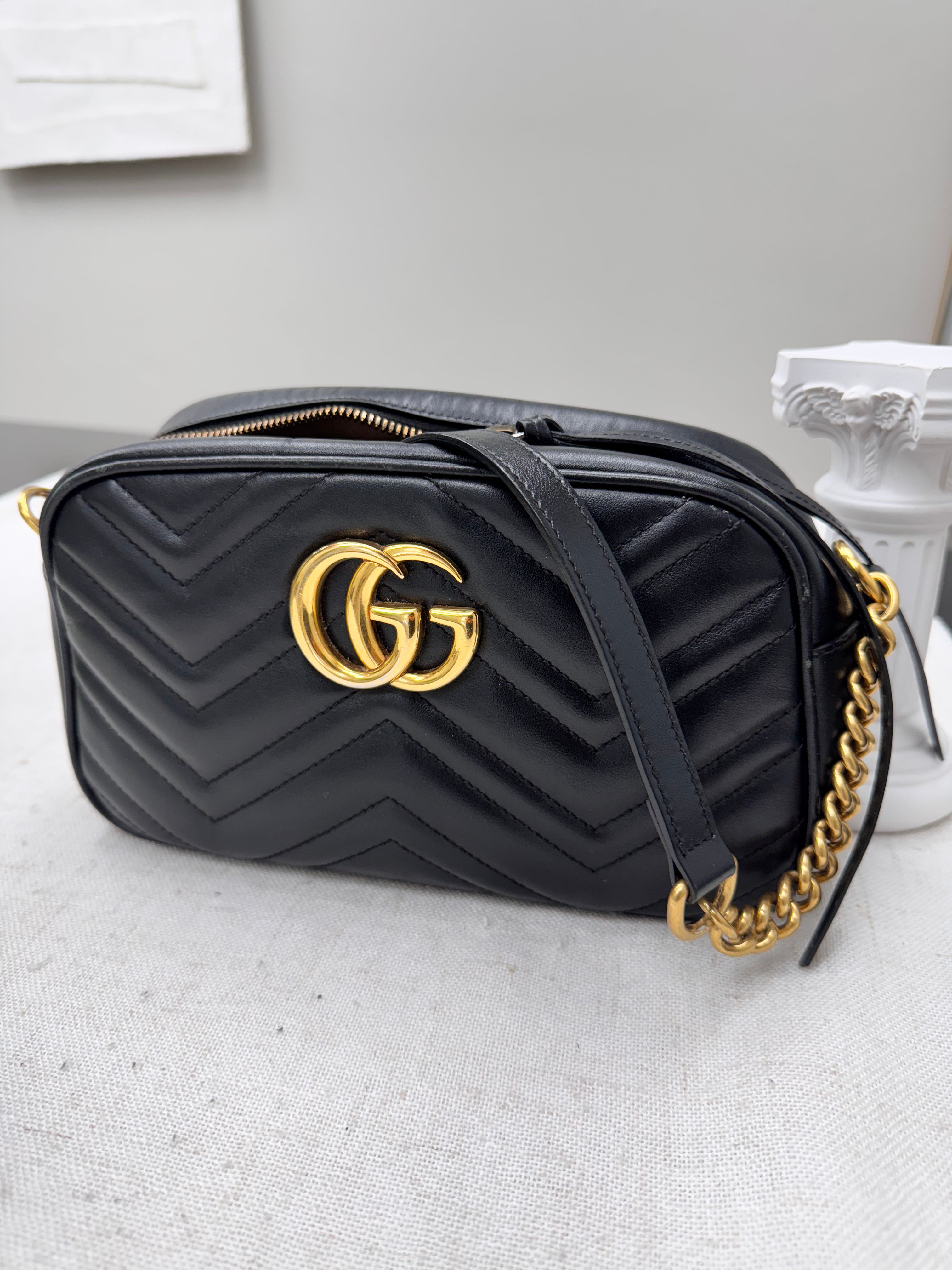 *DONS DROP* Gucci Black Quilted Chevron Leather Small Marmont Camera Bag