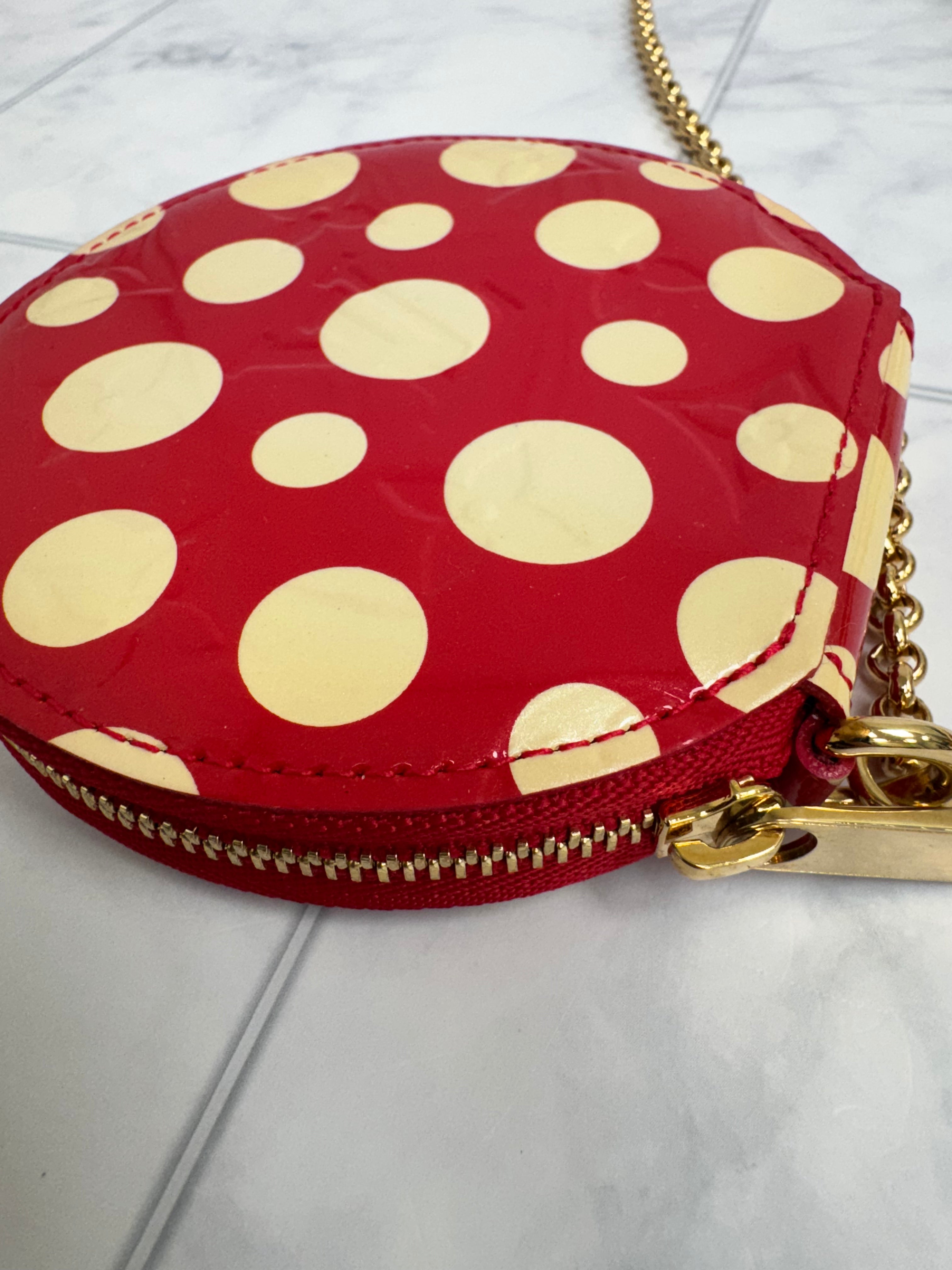 Louis Vuitton Red And White Monogram Vernis Dots Infinity Coin Purse