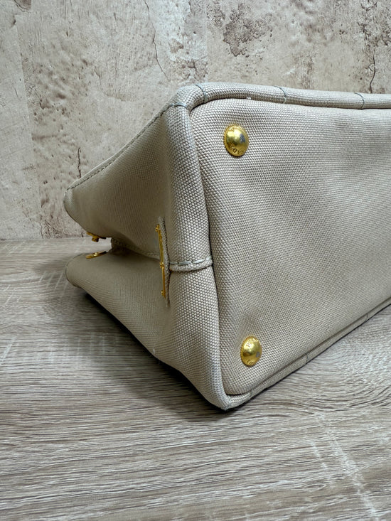 Prada Beige Canvas Small Canapa 2way Bag