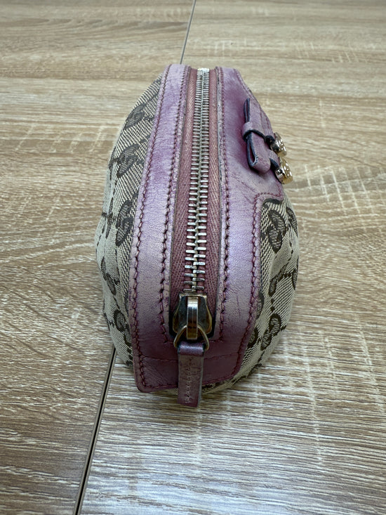 Gucci Canvas & Mauve Leather Cosmetic Pouch