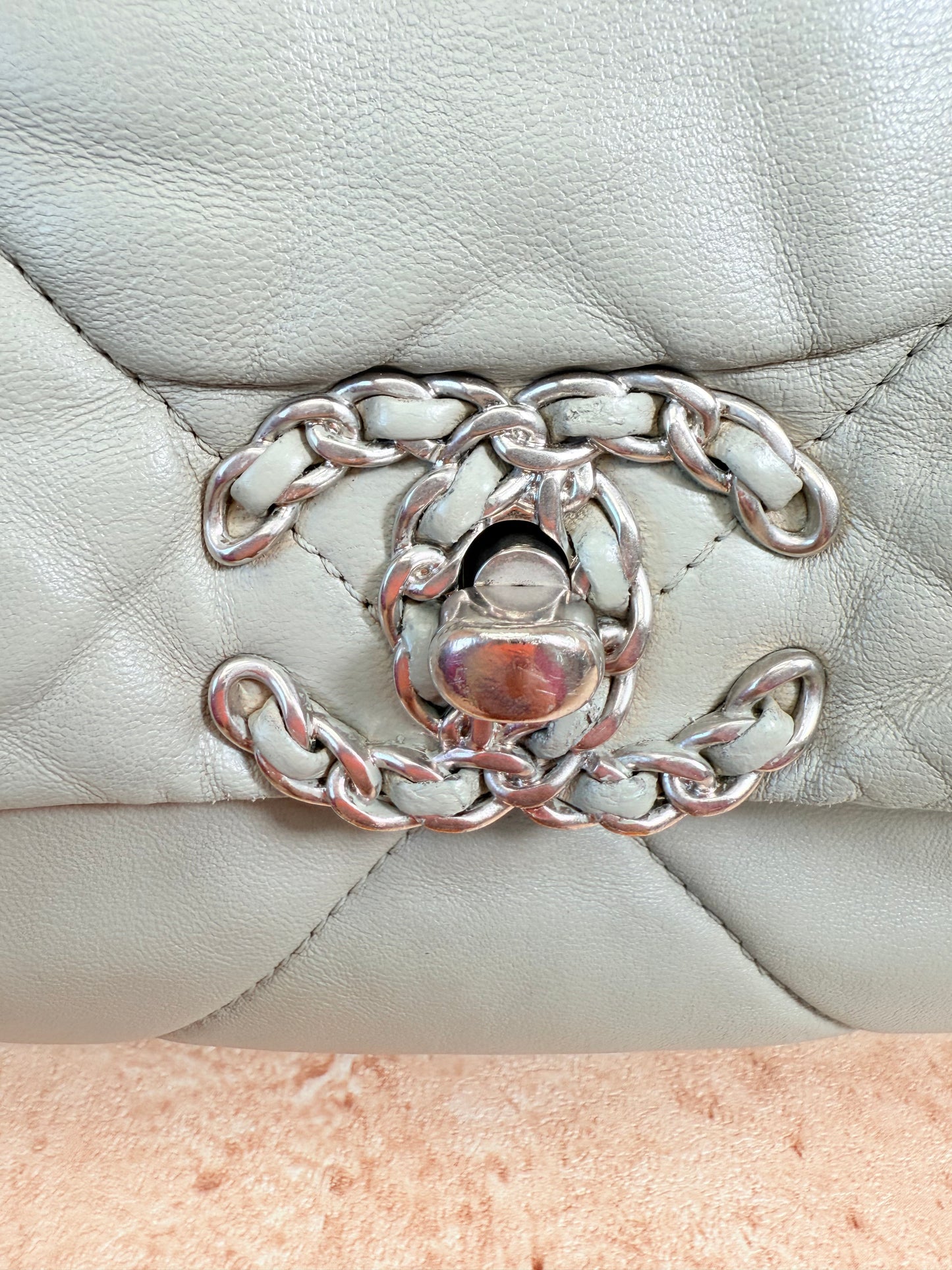 Chanel Cloud 19 Lambskin Grey Maxi Flap Bag