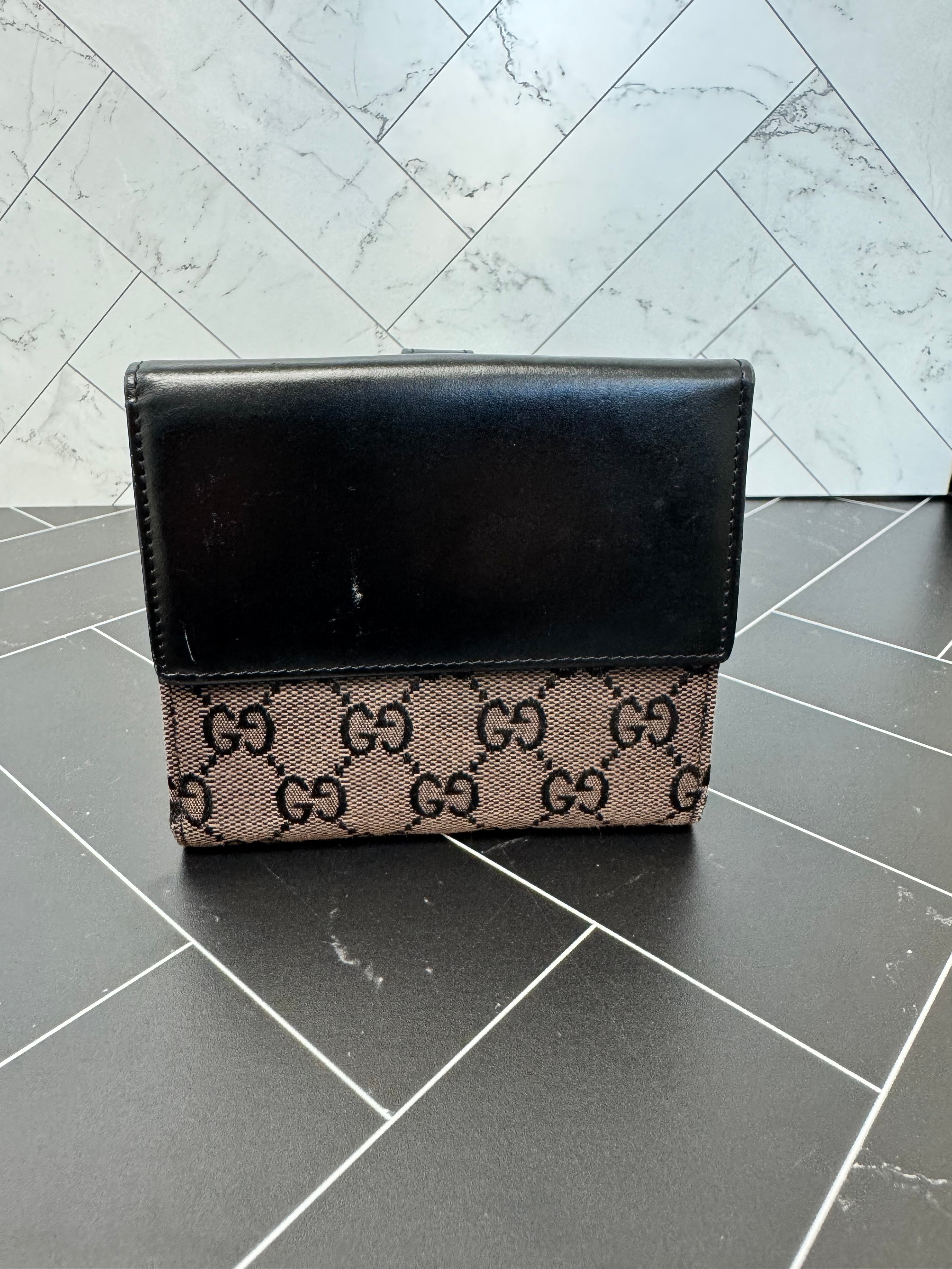 Gucci Brown Canvas Jackie Compact Wallet