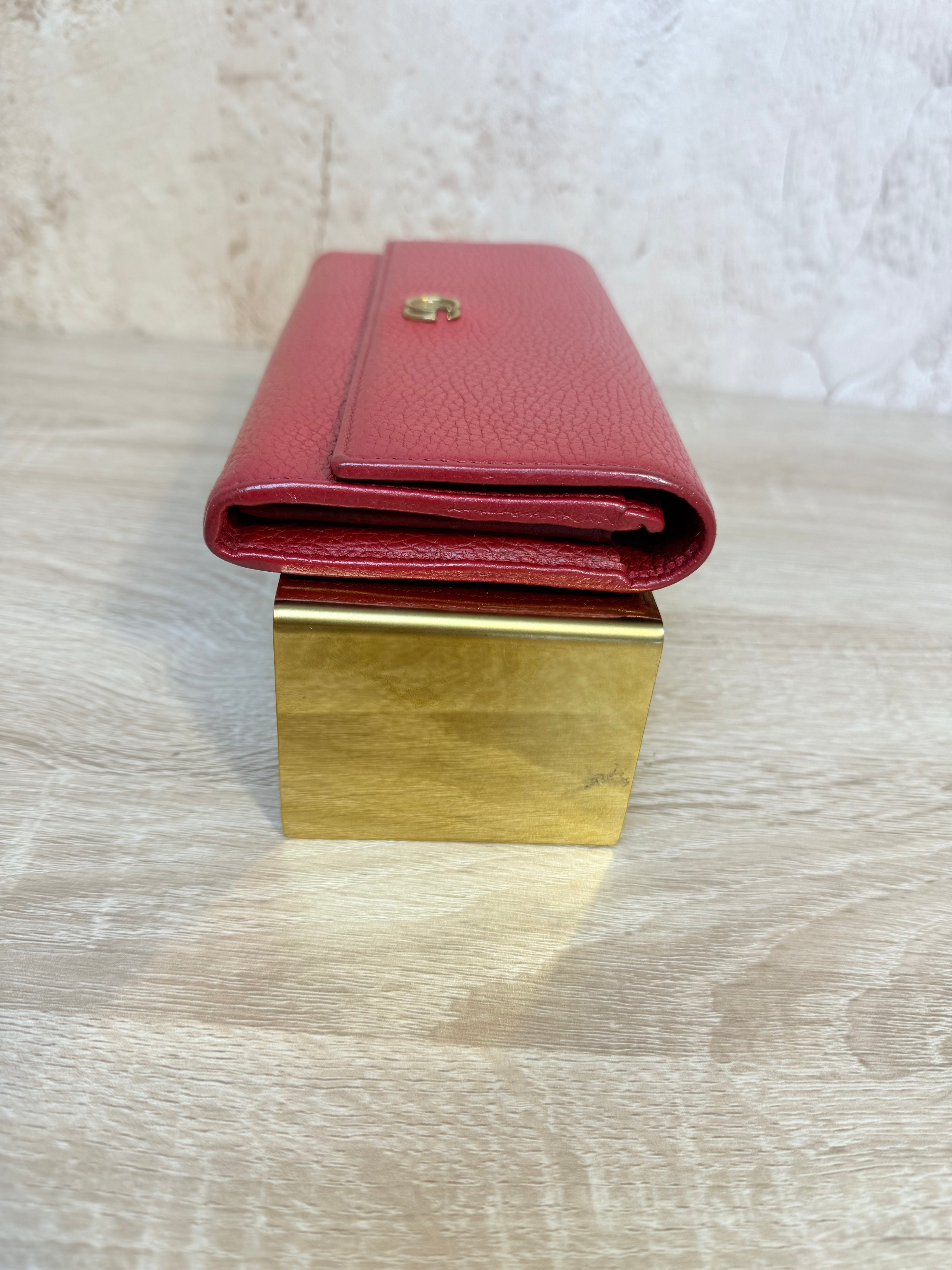 Gucci Red Leather Marmont Long Wallet