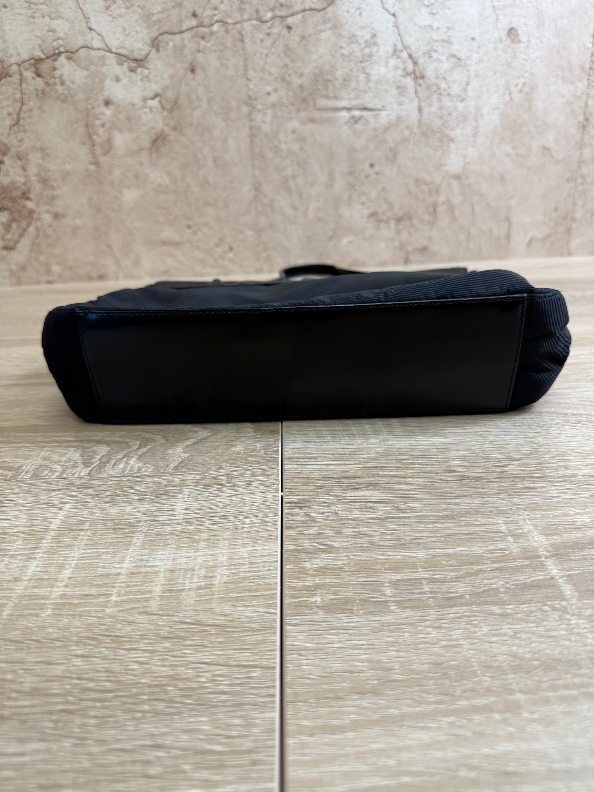 Prada Black Nylon & Leather Shoulder Bag