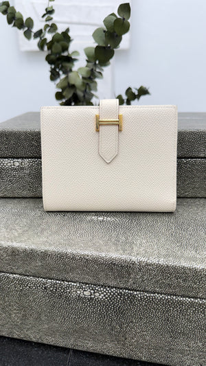 Hermes Craie Epsom Leather Compact Bearn Wallet