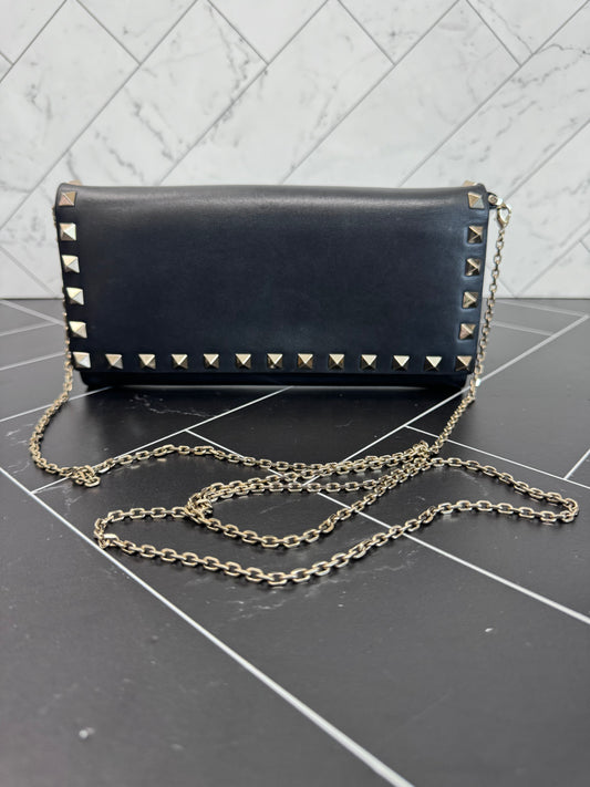 LIKE NEW Valentino Black Studded Wallet on a Chain