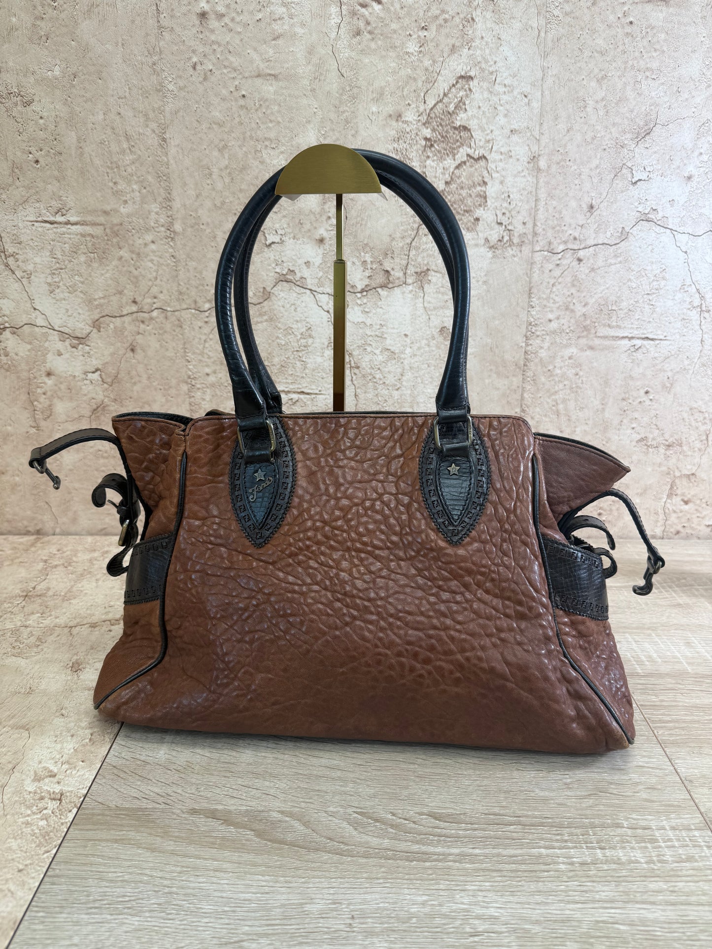 Fendi Brown Leather Etniko Shoulder Bag