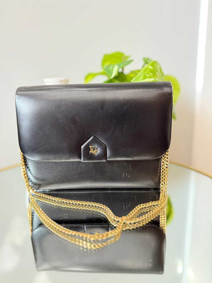 Christian Dior Black Leather Chain Shoulder Bag