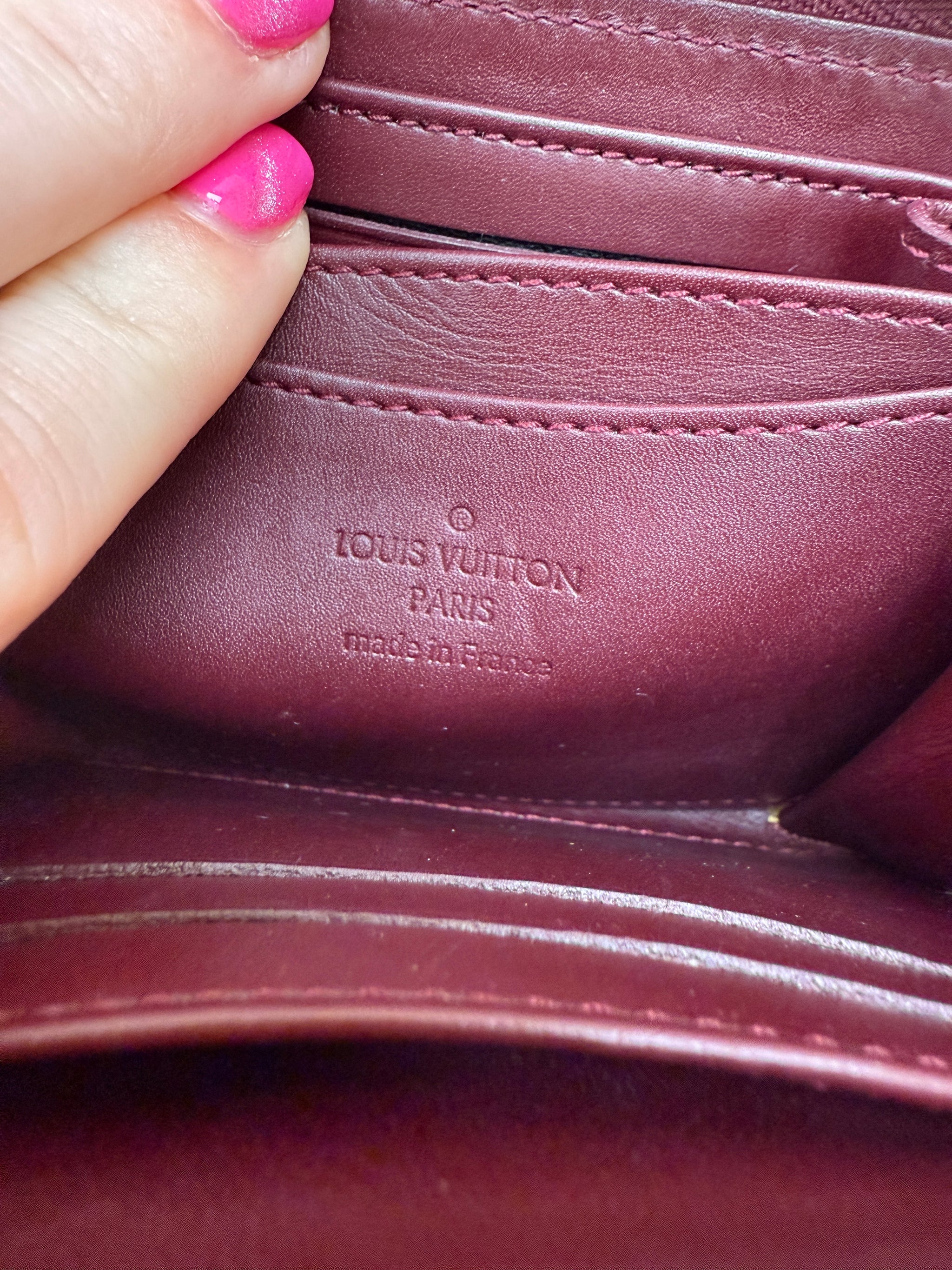 Louis Vuitton Burgundy Vernis Compact Zippy Wallet