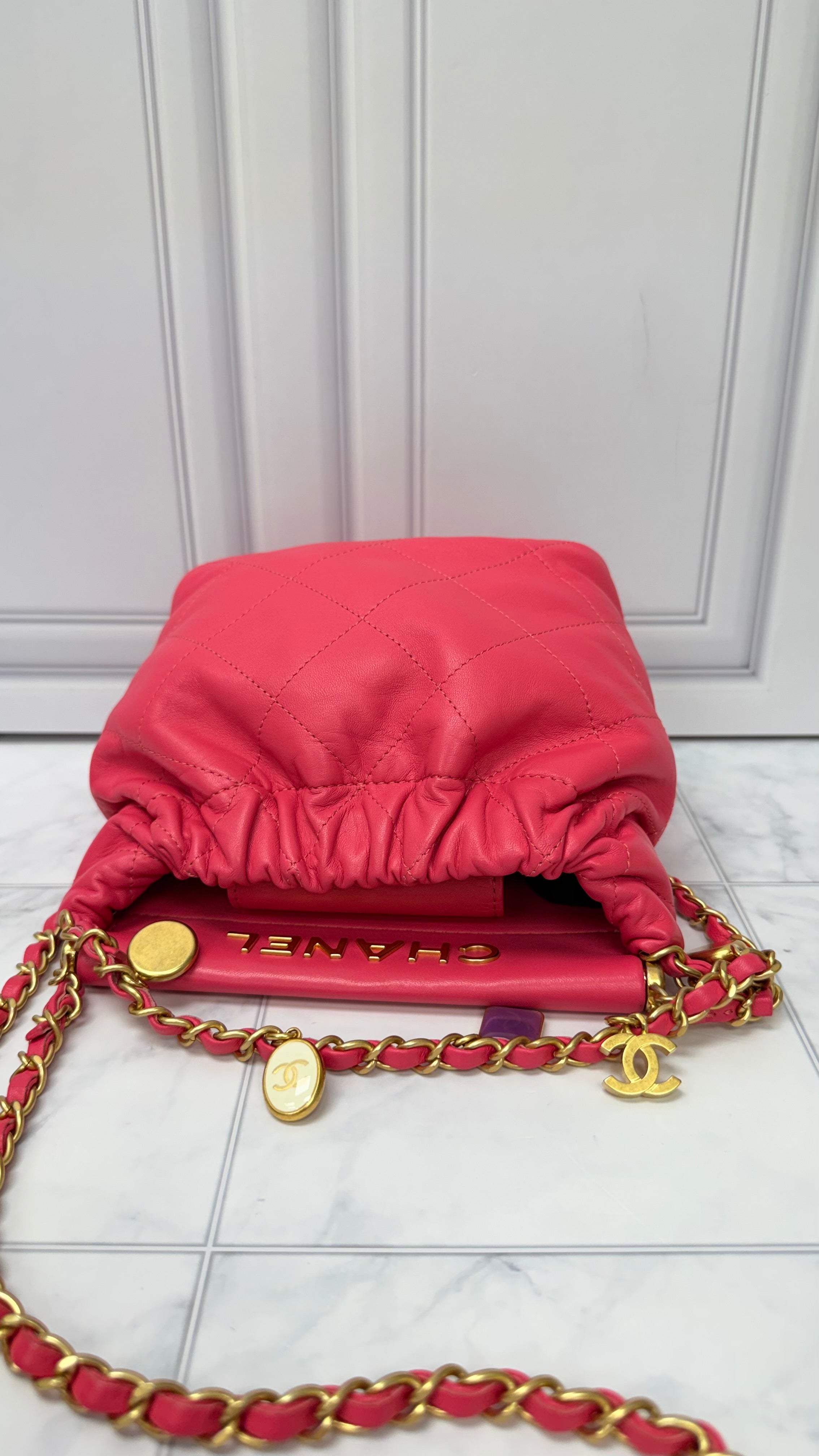Chanel Pink Resin Charms Small Bucket Bag